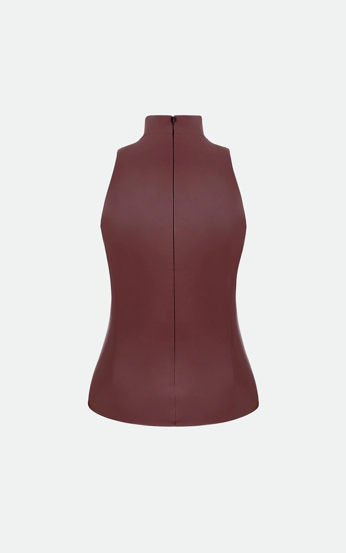 Faux Leather Top with Stand-up Collar