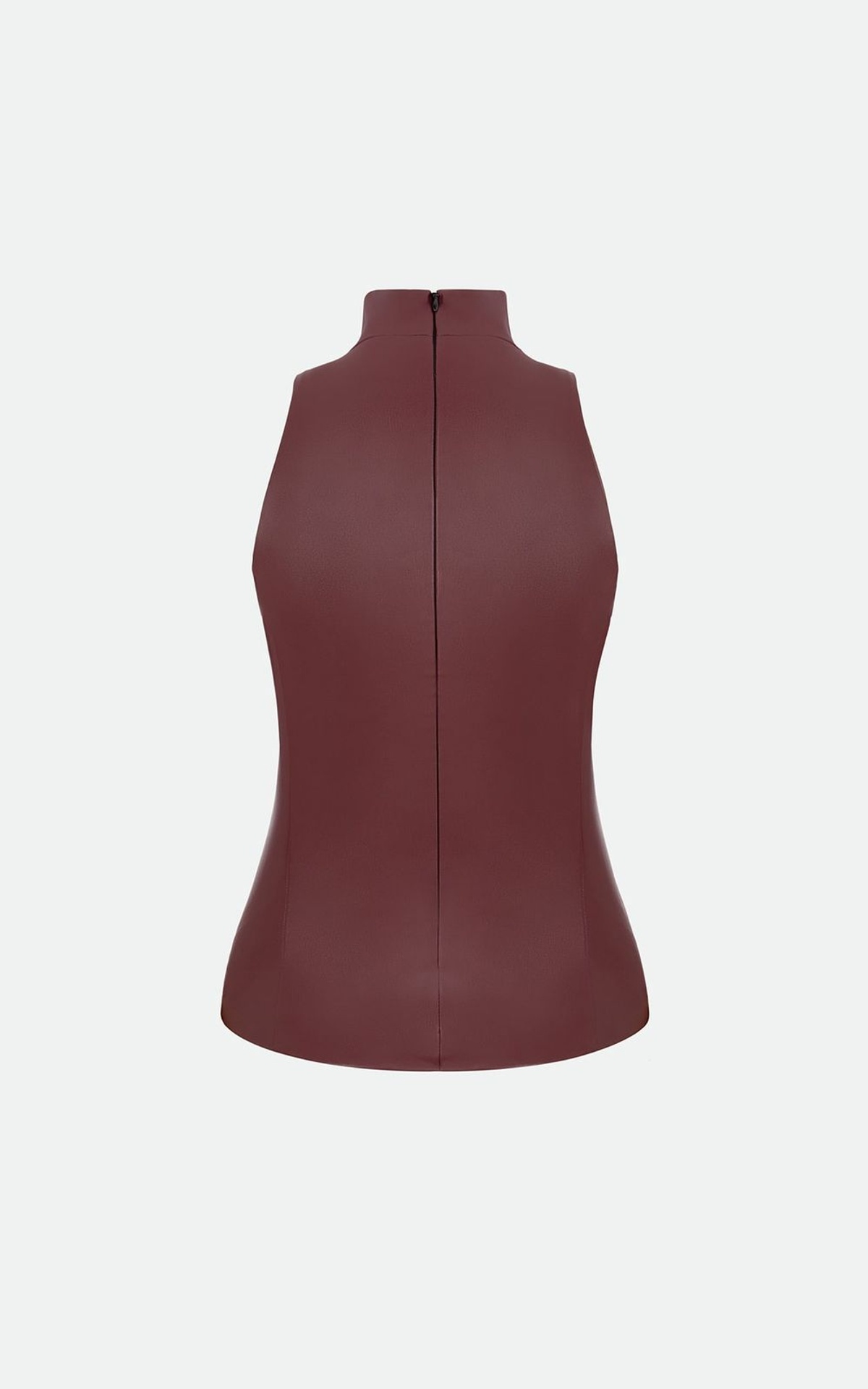 Faux Leather Top with Stand-up Collar
