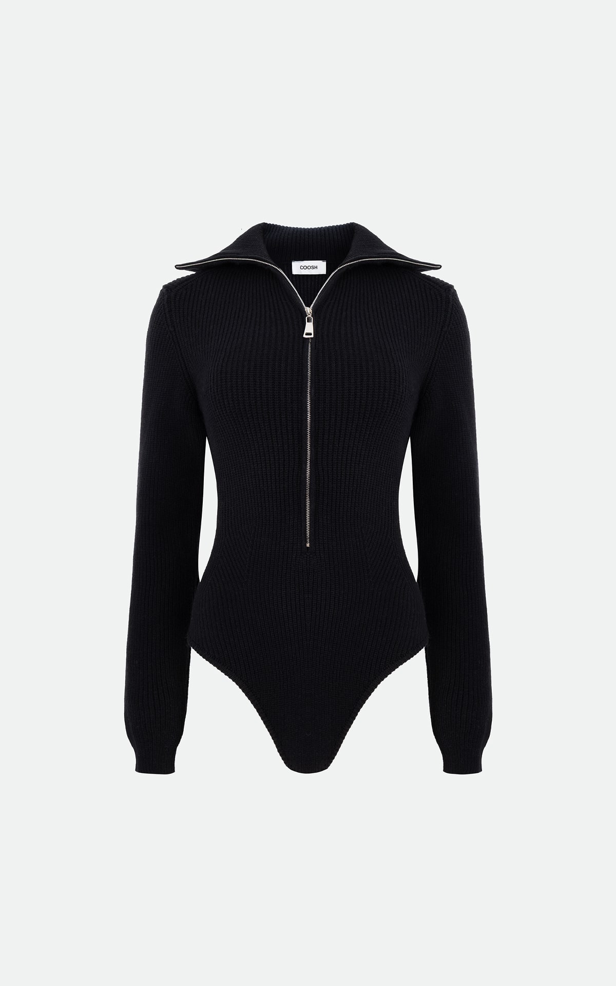 ALEXIA Knitted Zip Bodysuit - Black | COOSH