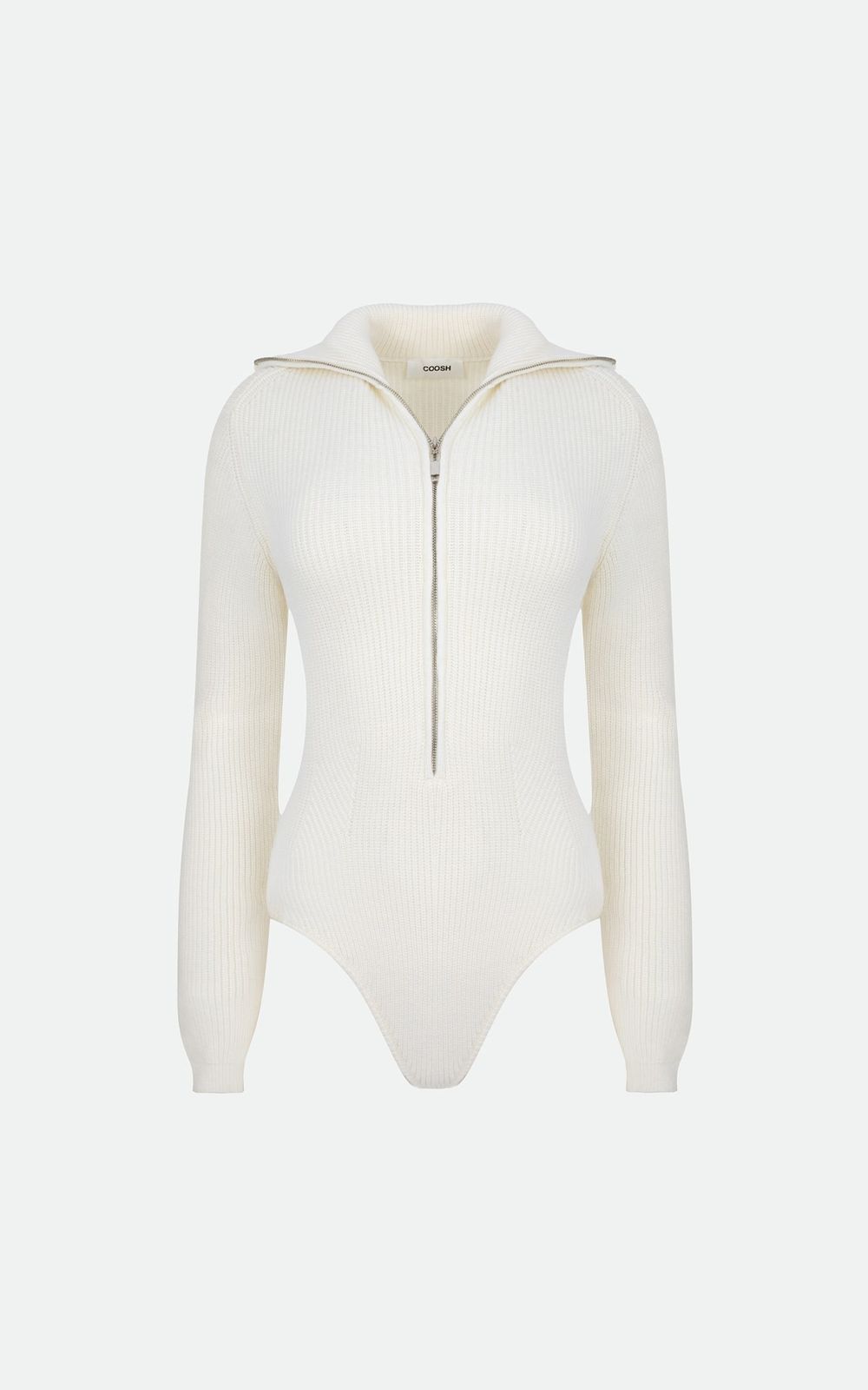 ALEXIA Knitted Zip Bodysuit - Milky | COOSH