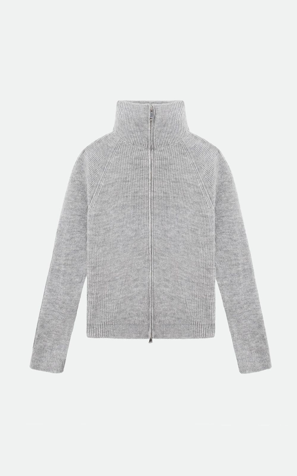 High-Collared Zip Sweater