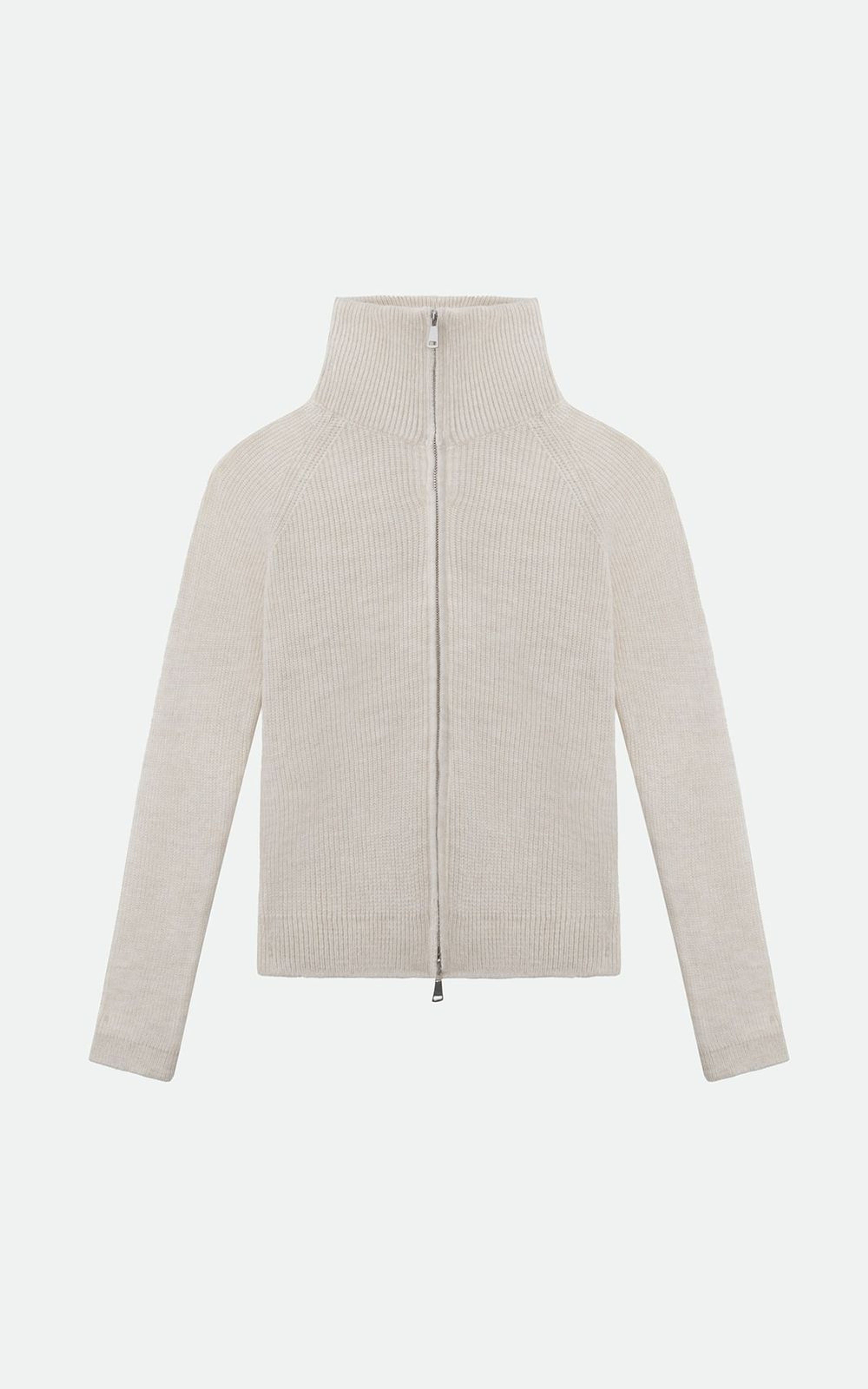 High-Collared Zip Sweater