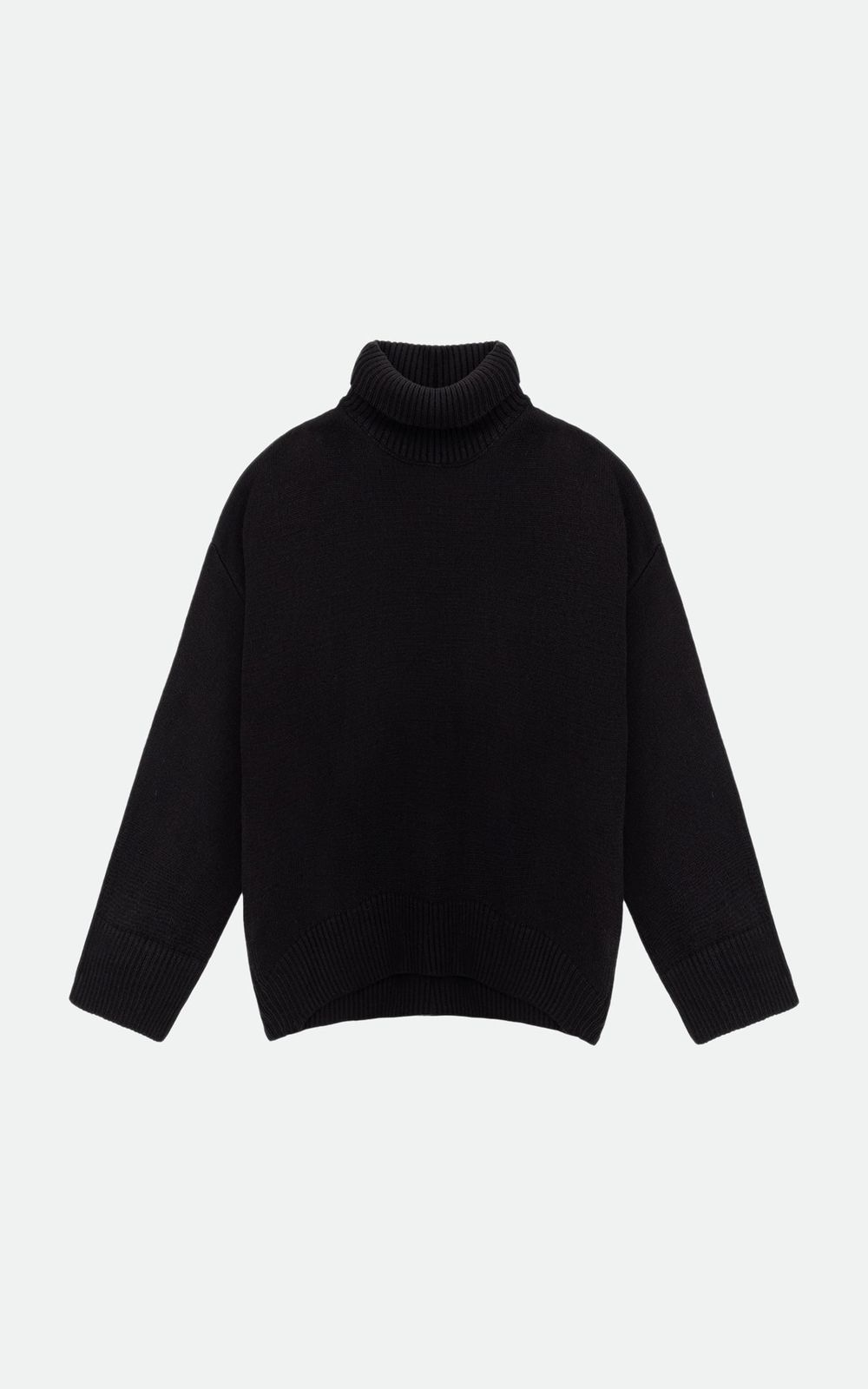 AMI Wool Blend Turtleneck Oversize Sweater - Black | COOSH
