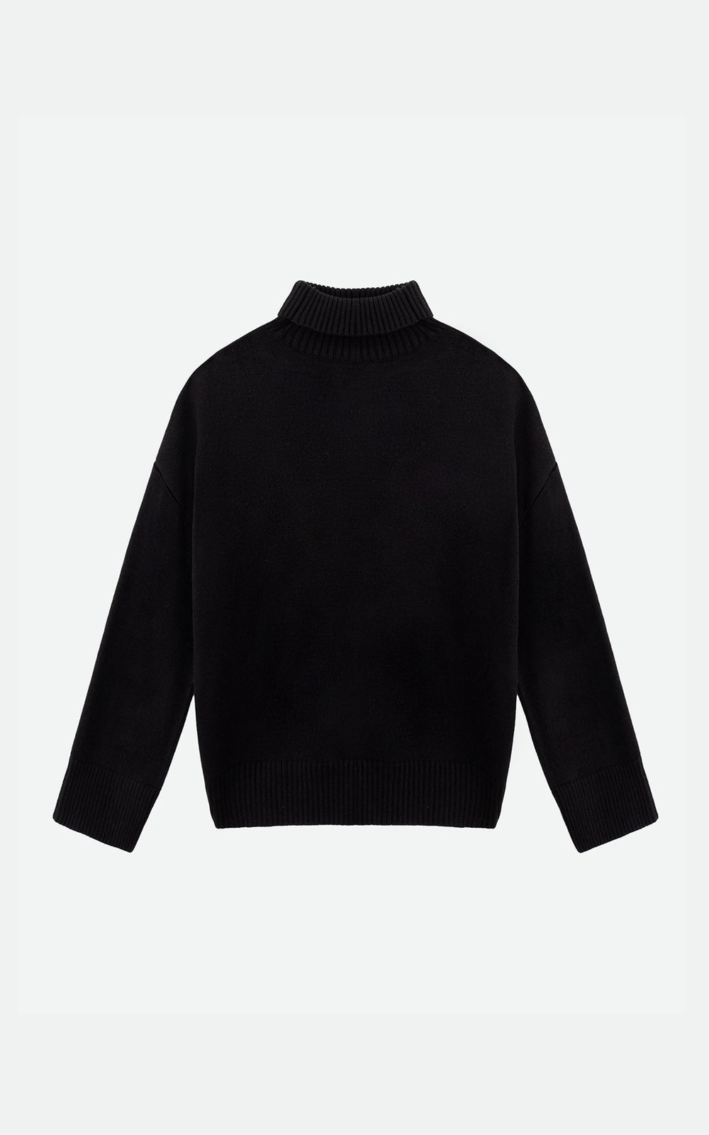 AMI Wool Blend Turtleneck Oversize Sweater - Black | COOSH