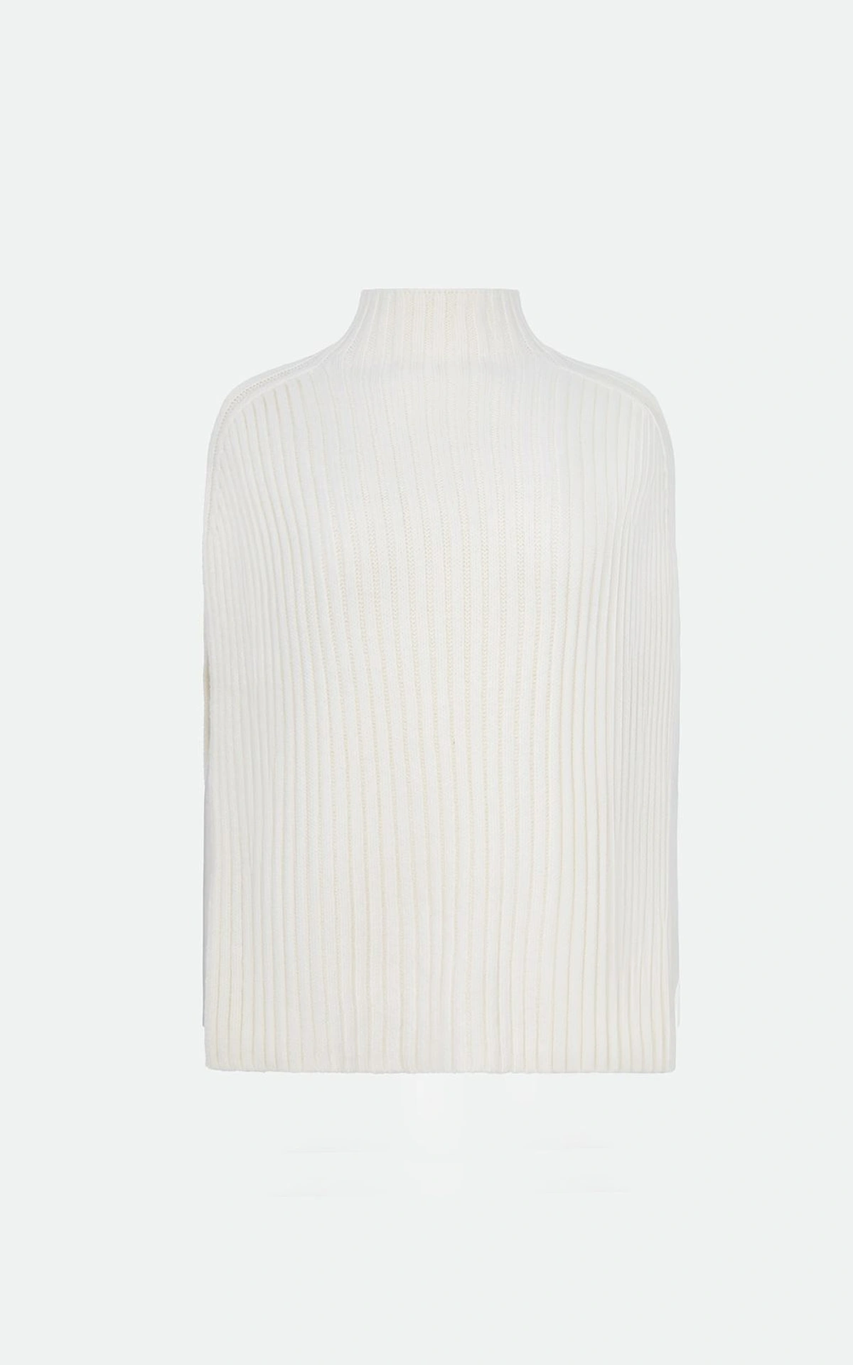 ALV High-Collar Ribbed Wool Poncho