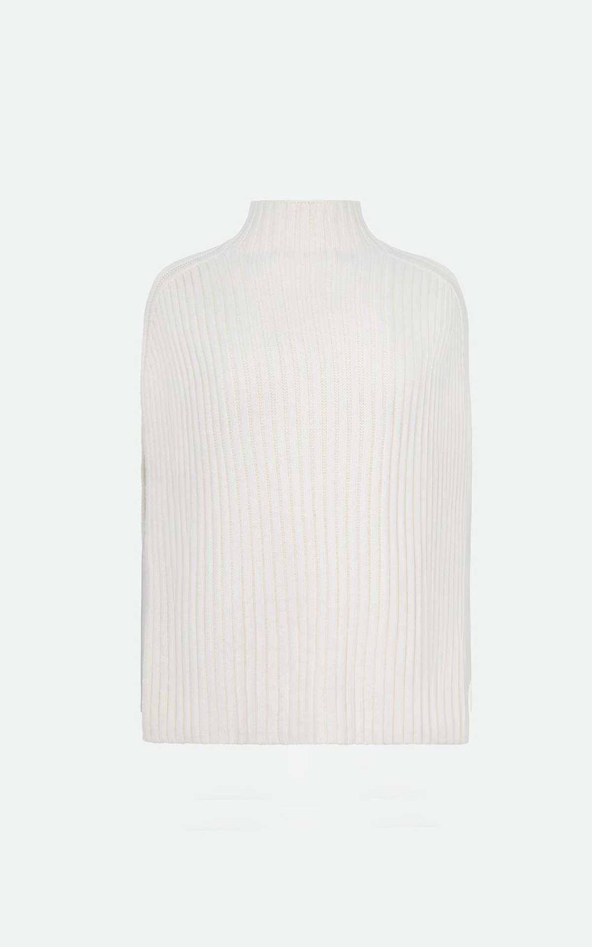 ALV High-Collar Ribbed Wool Poncho