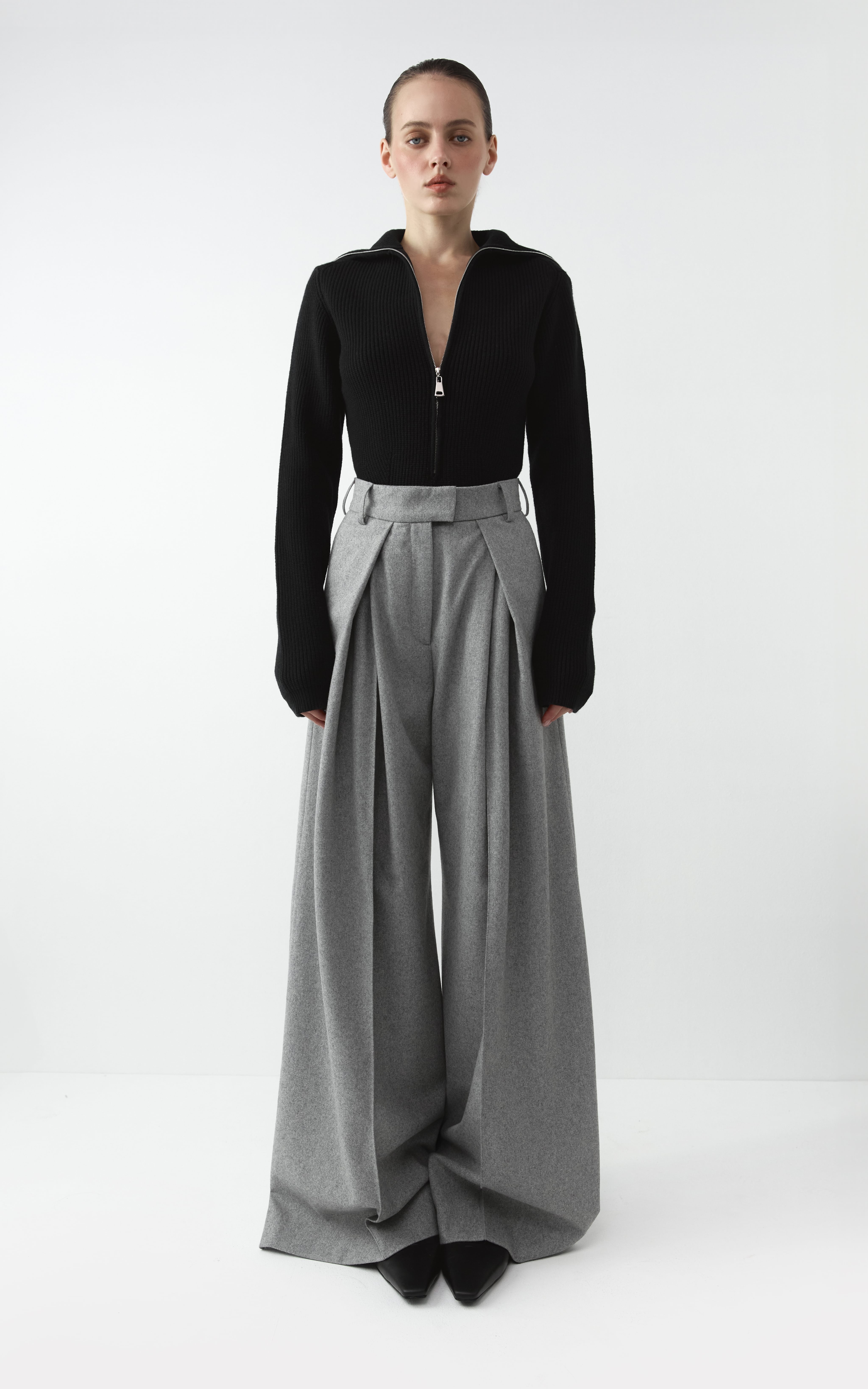 JIL Classic Wide-Leg Pants - Grey | COOSH