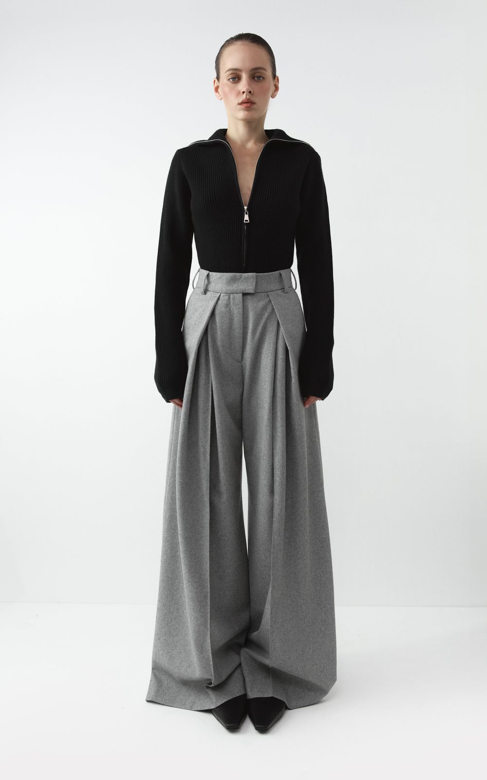 JIL Classic Wide-Leg Pants - Grey | COOSH