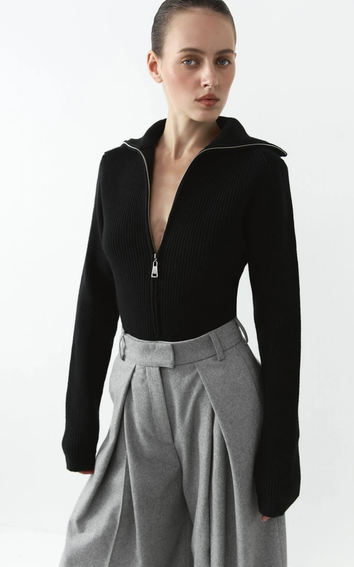 ALEXIA Knitted Zip Bodysuit