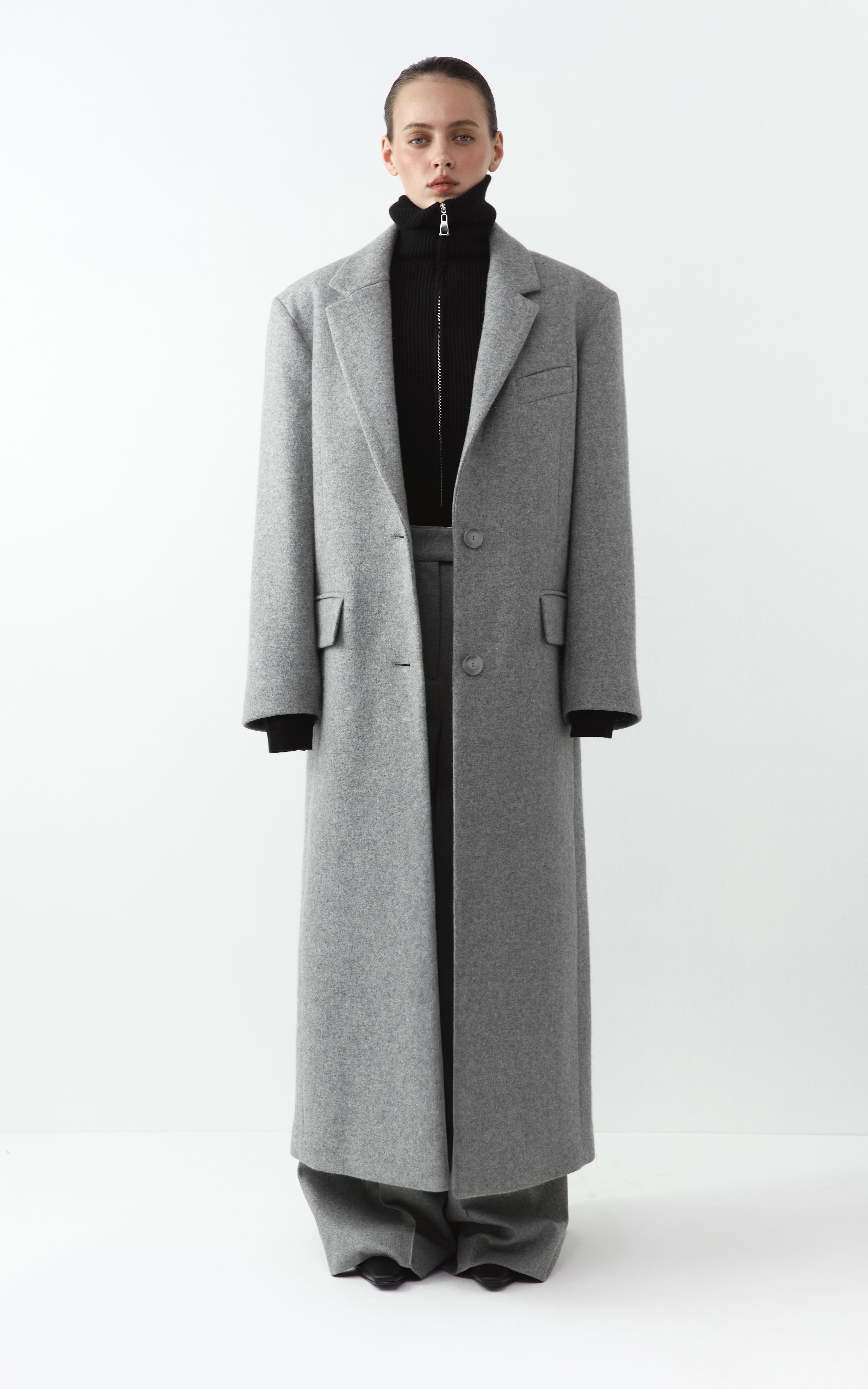 Woollen Single-Breast Coat GIGI - Grey | COOSH