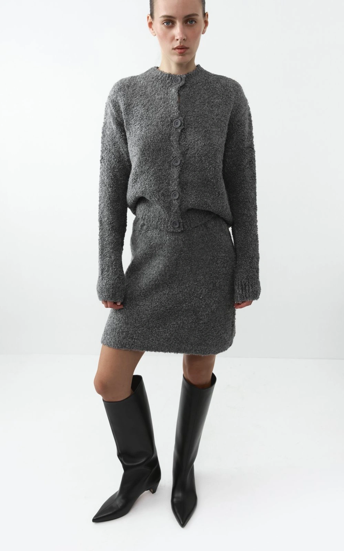 Boucle Set with Cardigan and Mini Skirt