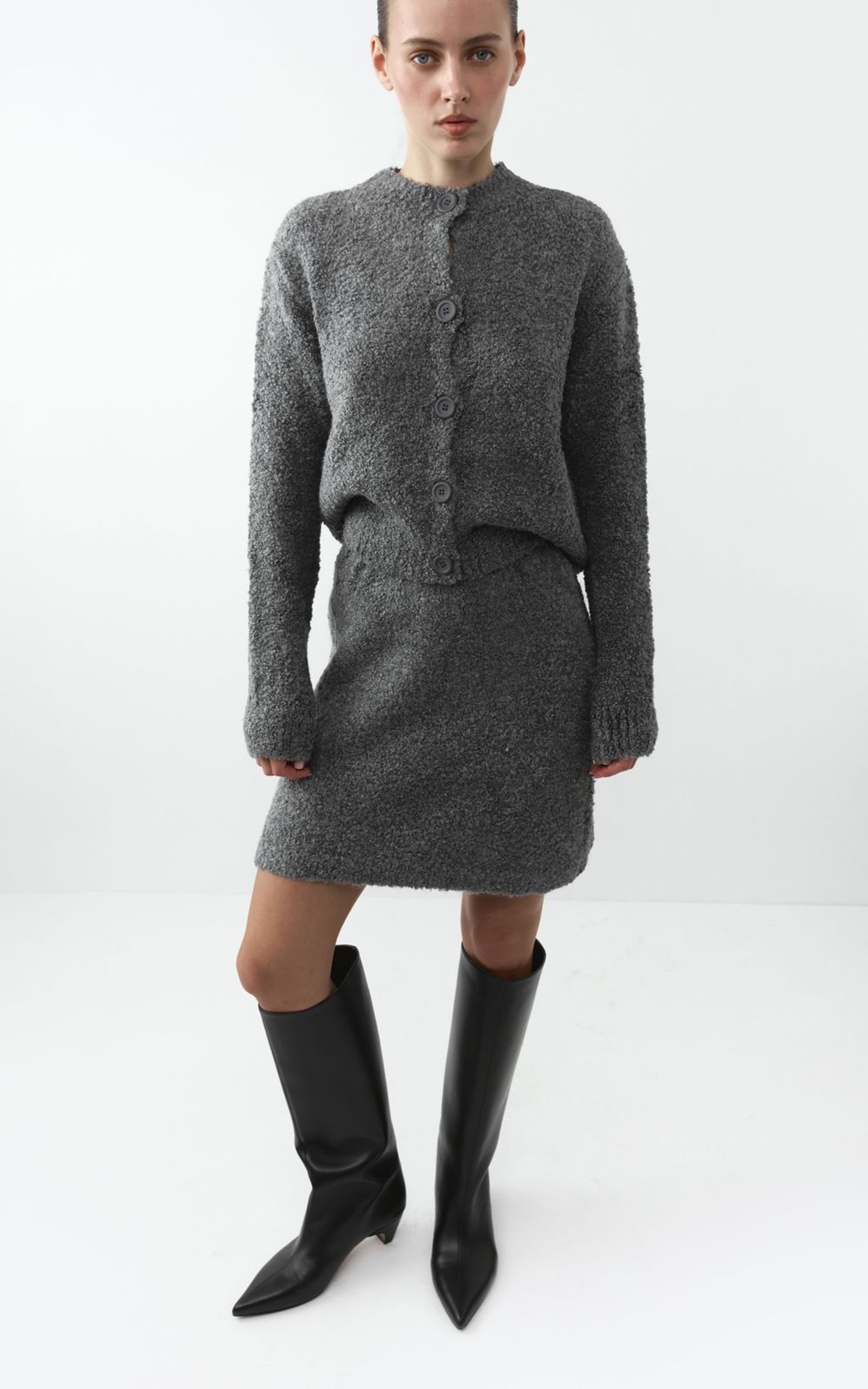Boucle Set with Cardigan and Mini Skirt