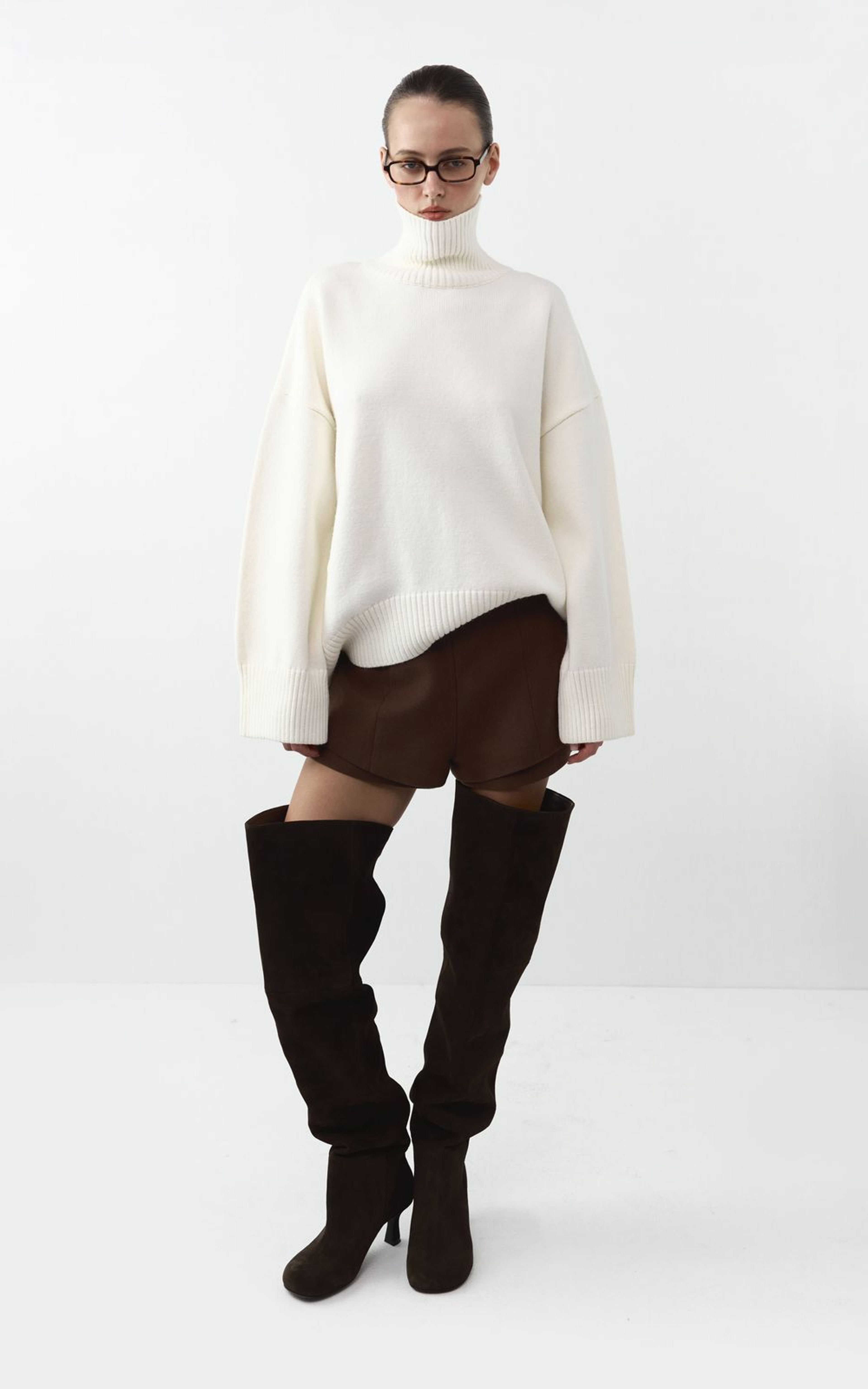 AMI Wool Blend Turtleneck Oversize Sweater