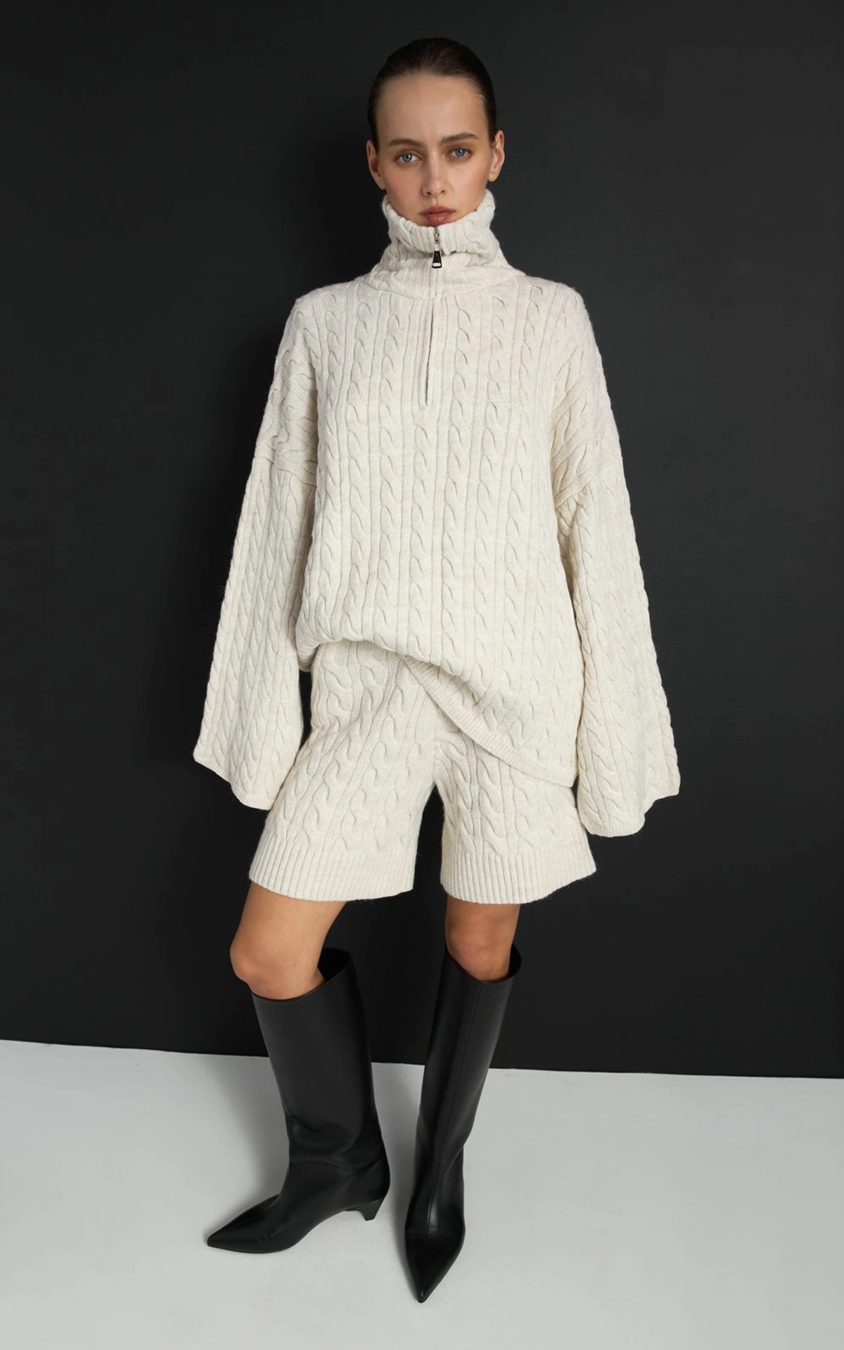 Sweter INGRID wełniany z zamkiem błyskawicznym
