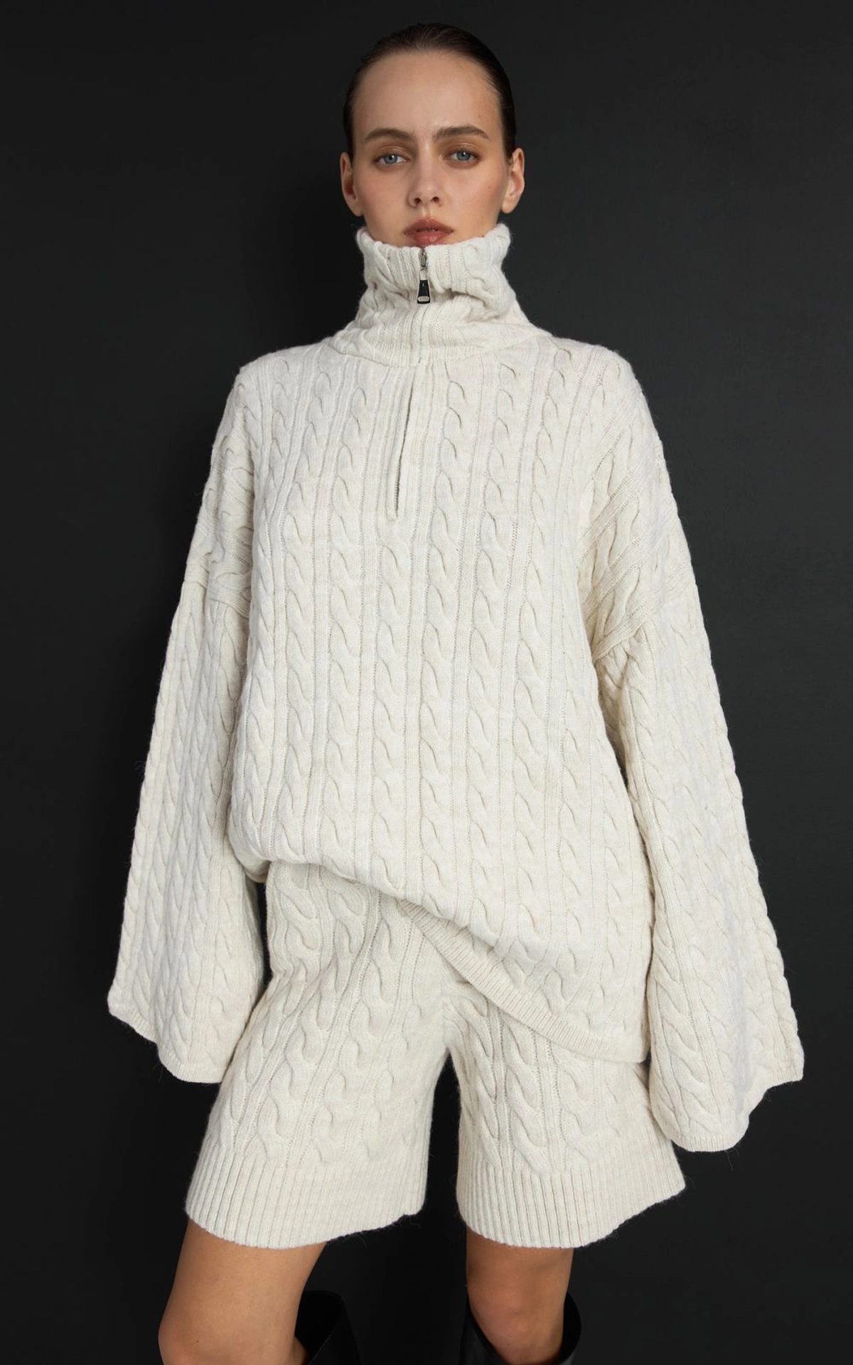 Sweter INGRID wełniany z zamkiem błyskawicznym