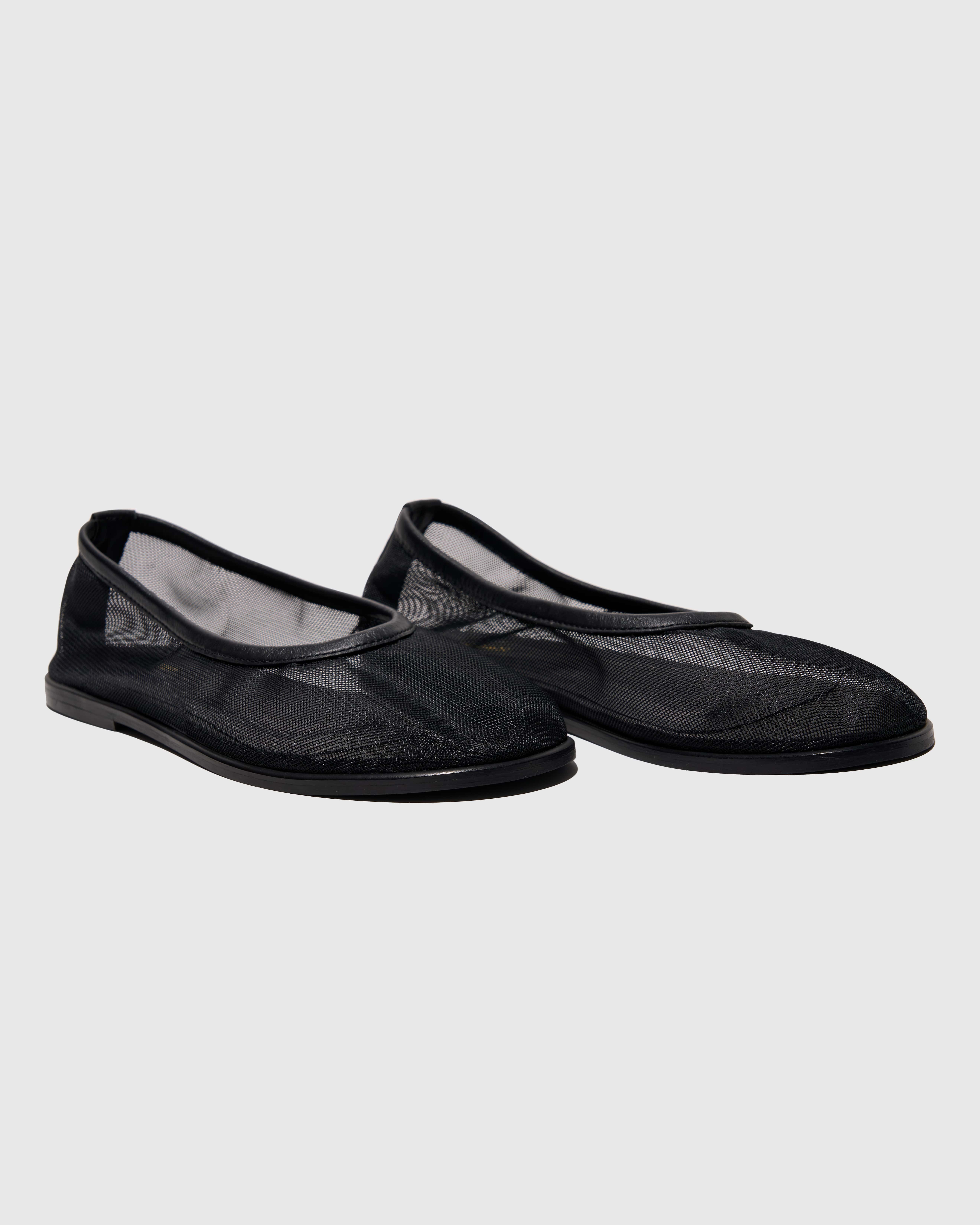 Round Toe Translucent Mesh Ballet Flats - Black | COOSH
