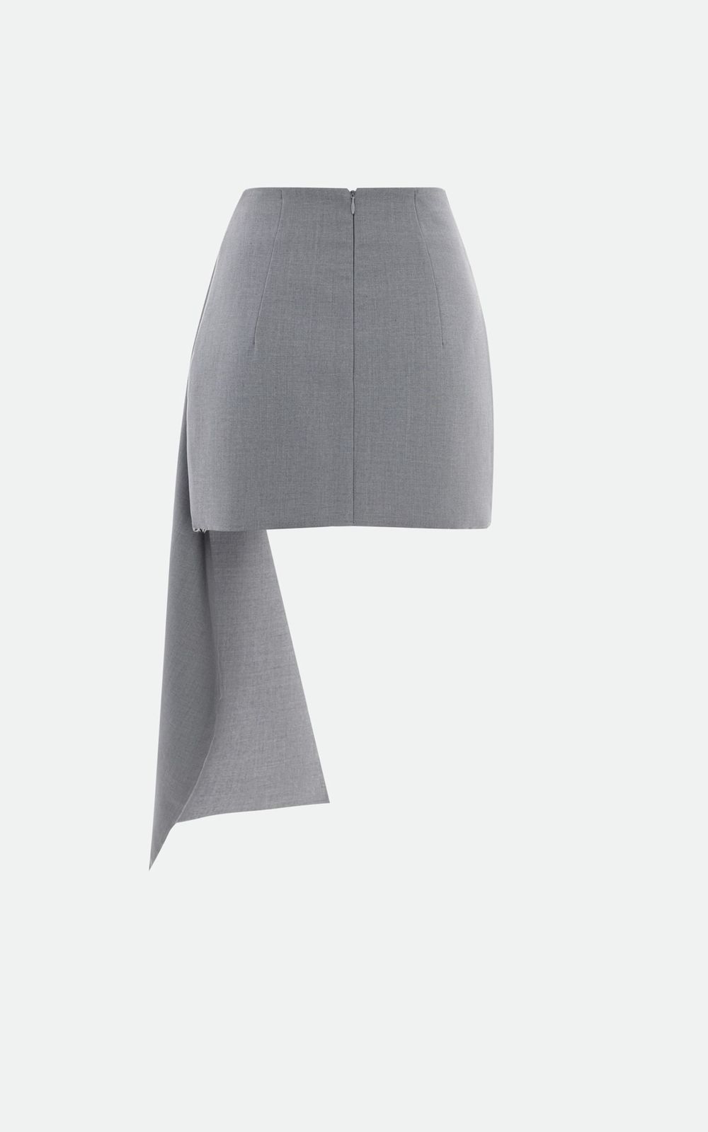 GABI Mini Skirt with Unfinished Hem and Train - Grey | COOSH