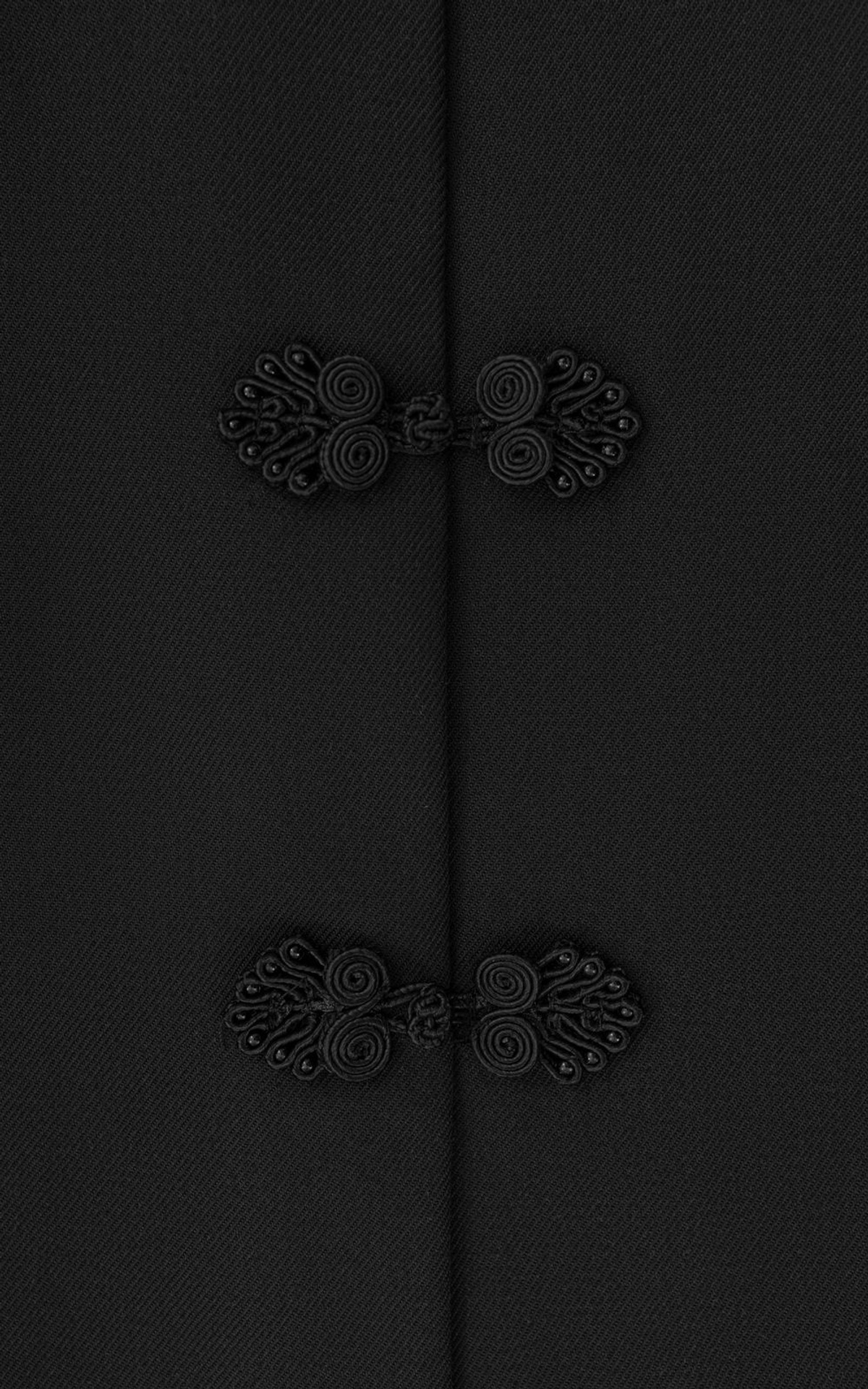 Asian-Inspired Cropped Jacket with Statement Loops