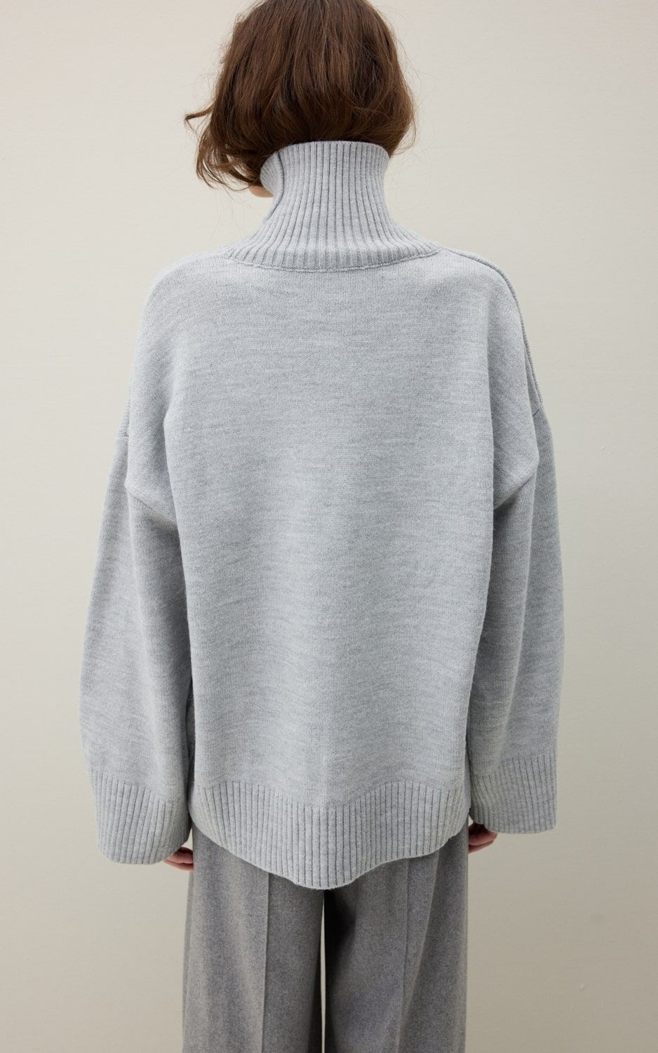 AMI Wool Blend Turtleneck Oversize Sweater - Grey | COOSH