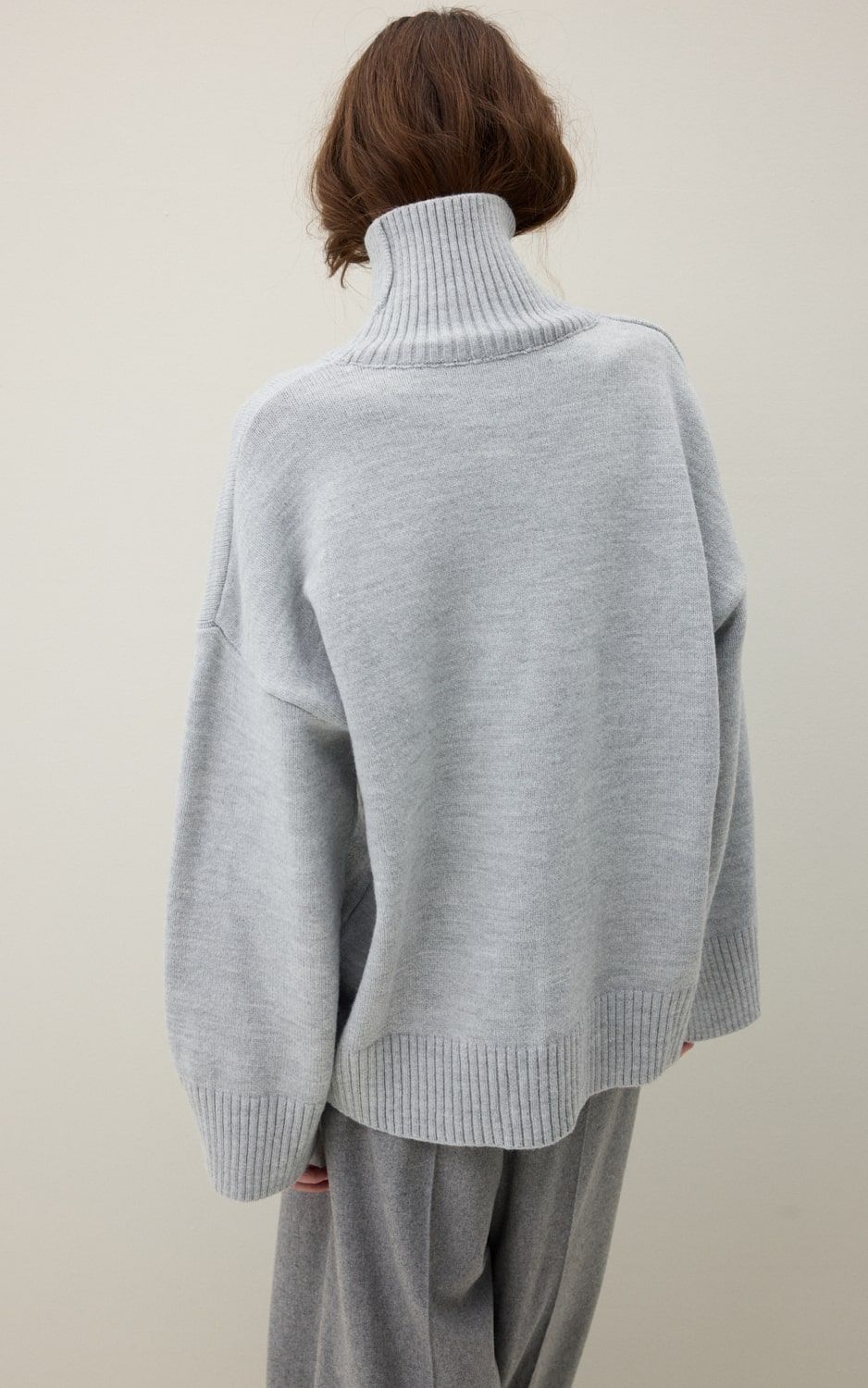 AMI Wool Blend Turtleneck Oversize Sweater - Grey | COOSH