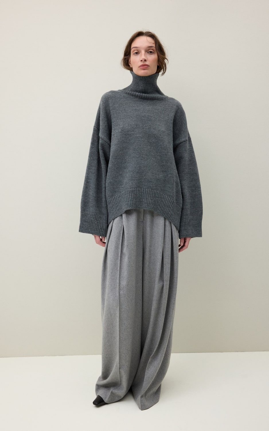 AMI Wool Blend Turtleneck Oversize Sweater - Graphite | COOSH