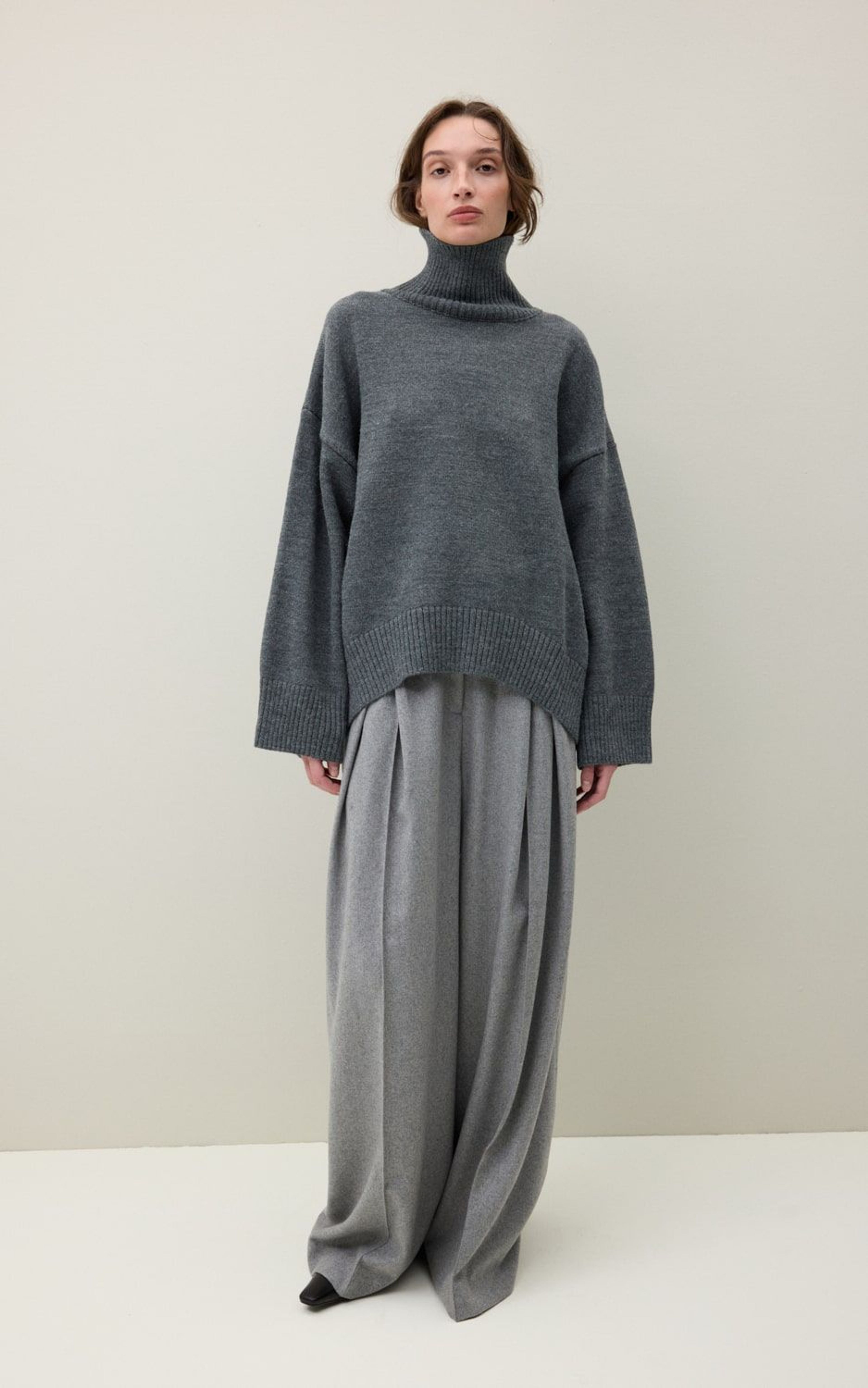 AMI Wool Blend Turtleneck Oversize Sweater
