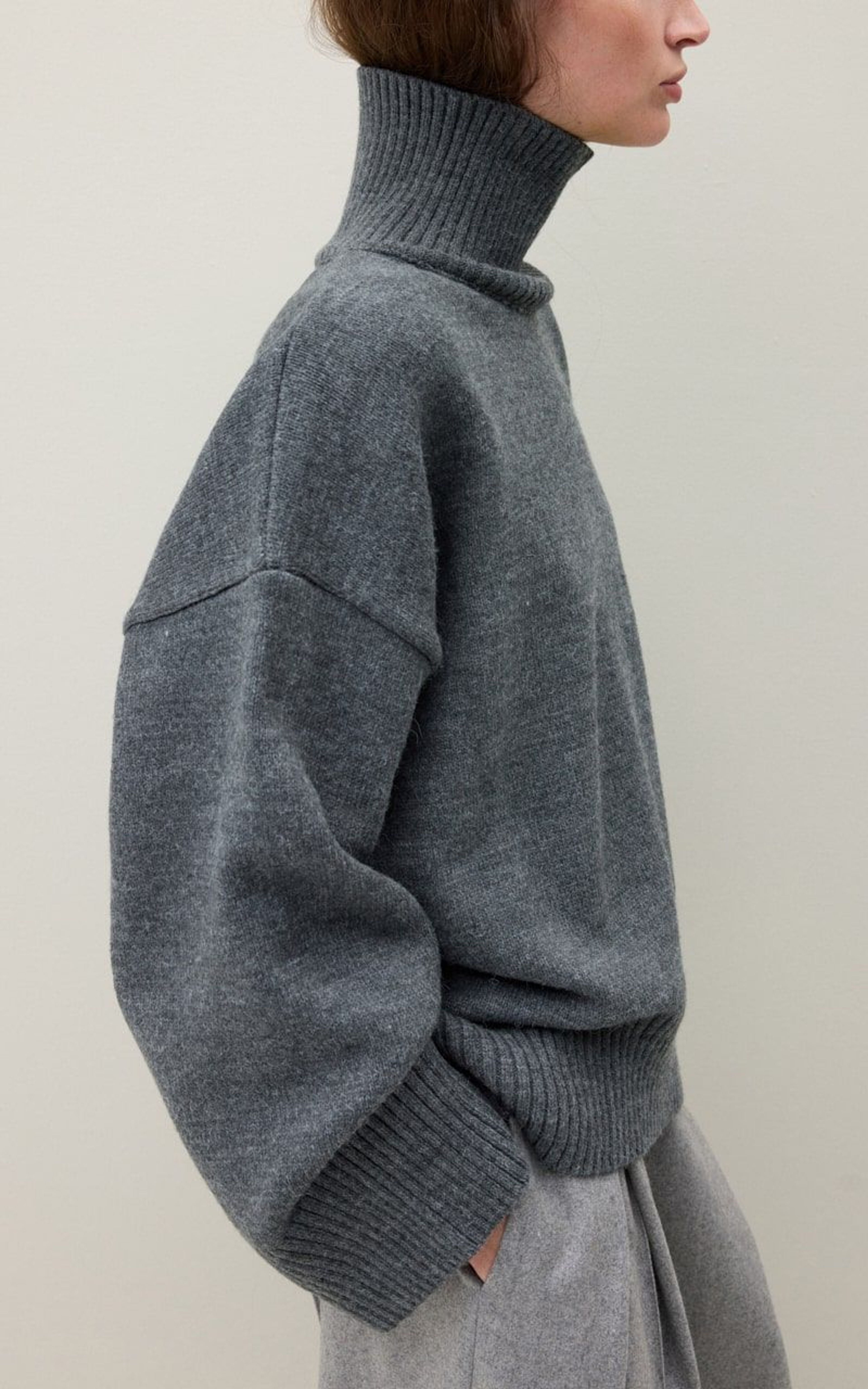 AMI Wool Blend Turtleneck Oversize Sweater