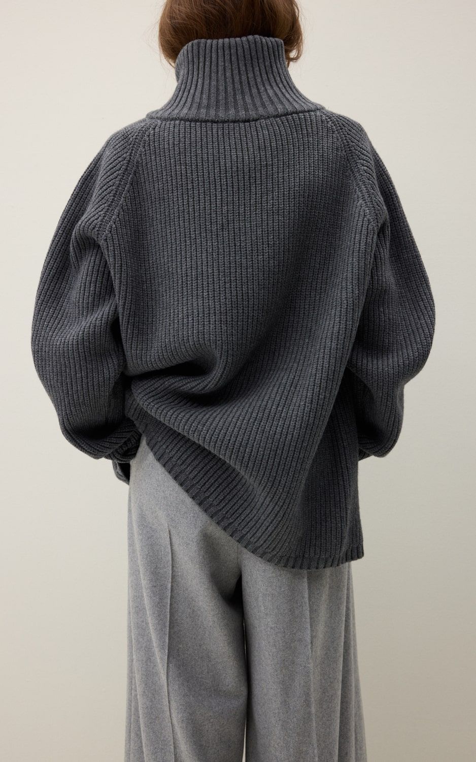 Oversized High-Collar Zip Sweater - Graphite | COOSH