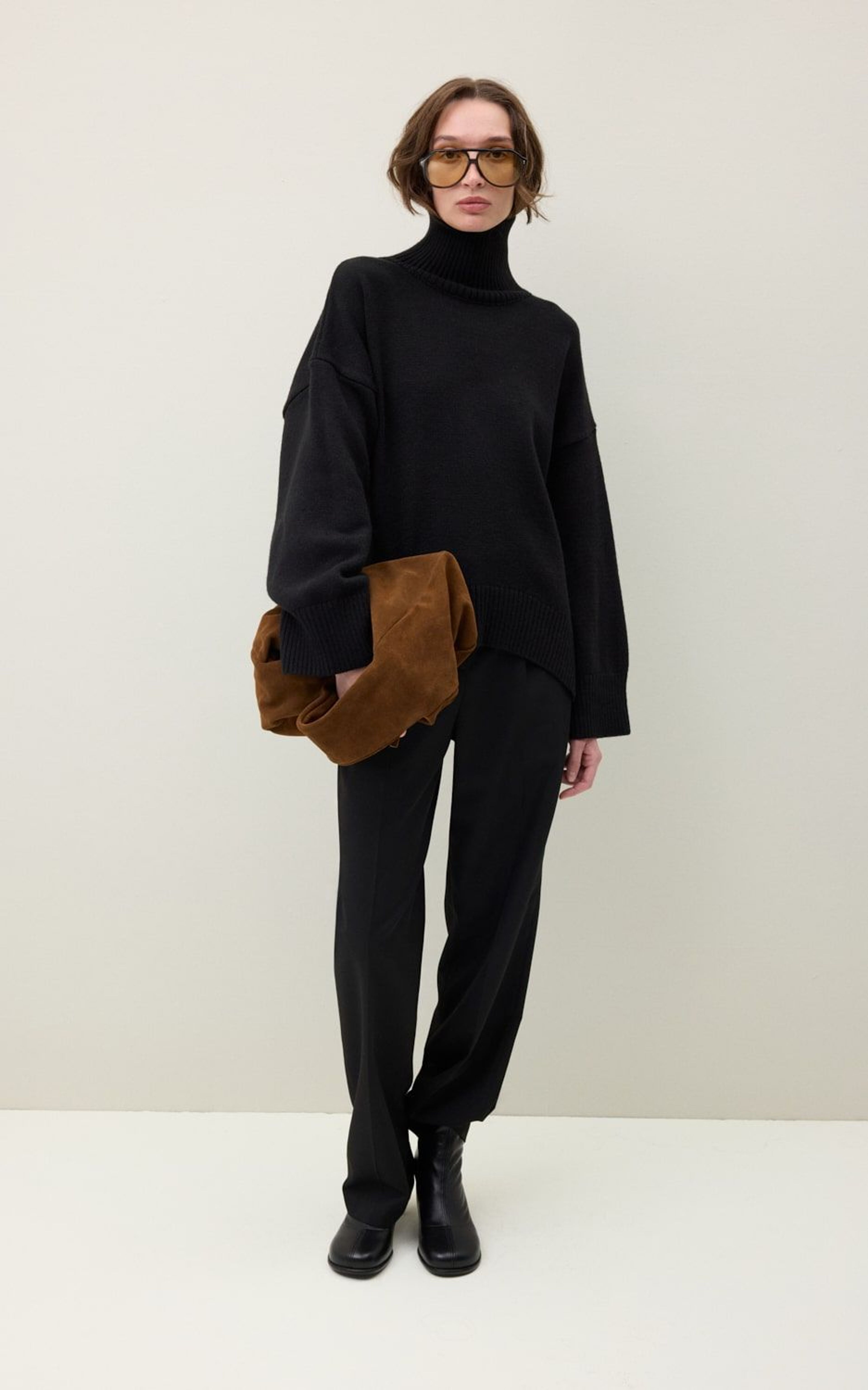 AMI Wool Blend Turtleneck Oversize Sweater