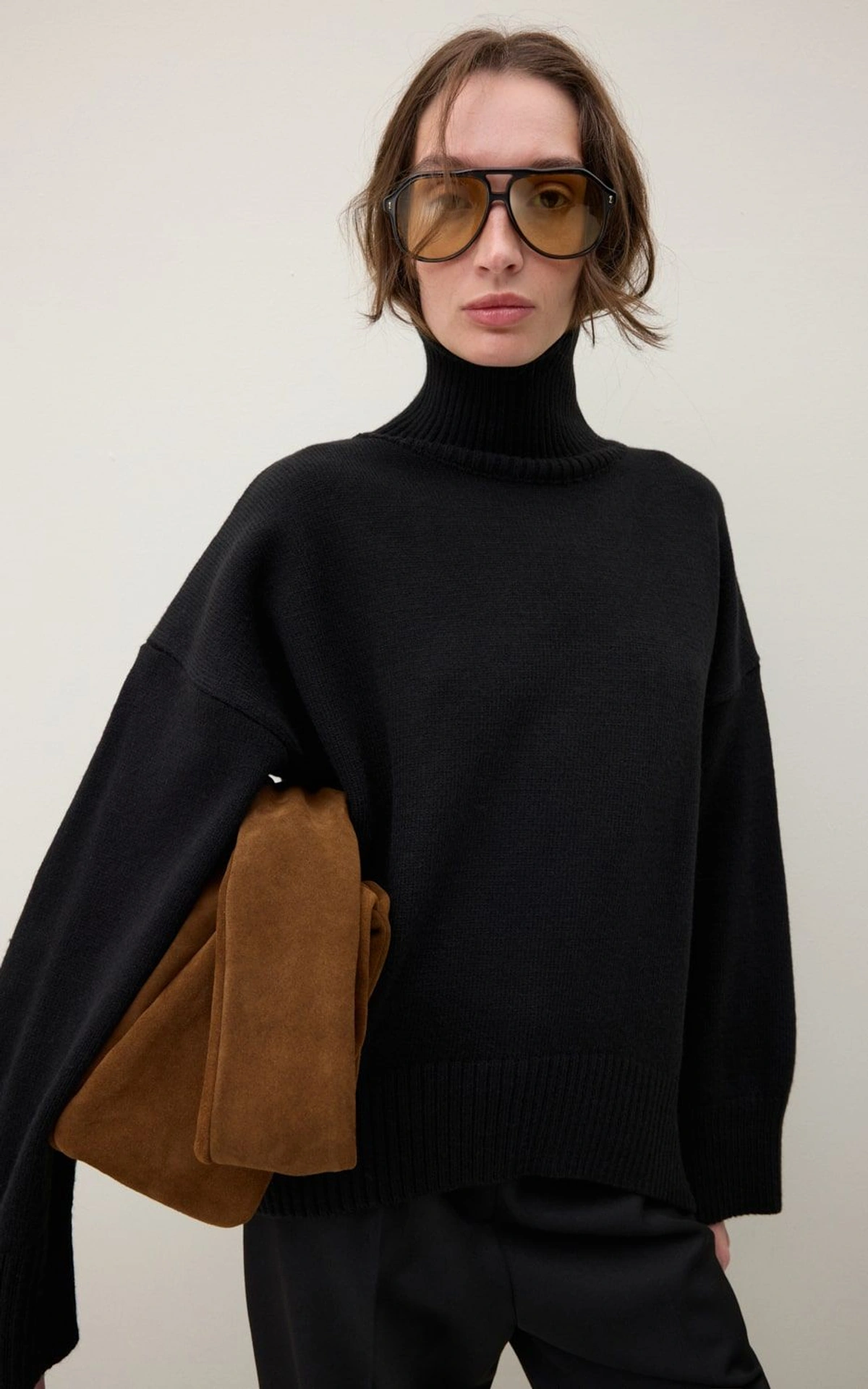 AMI Wool Blend Turtleneck Oversize Sweater