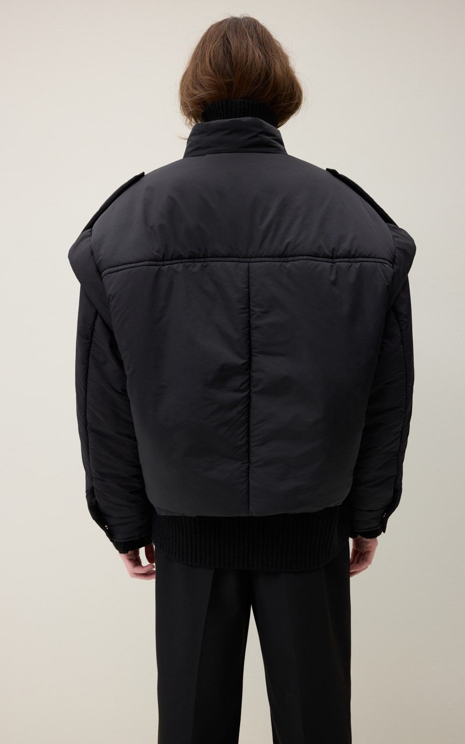 Puffer Jacket with Epaulets - Black | COOSH