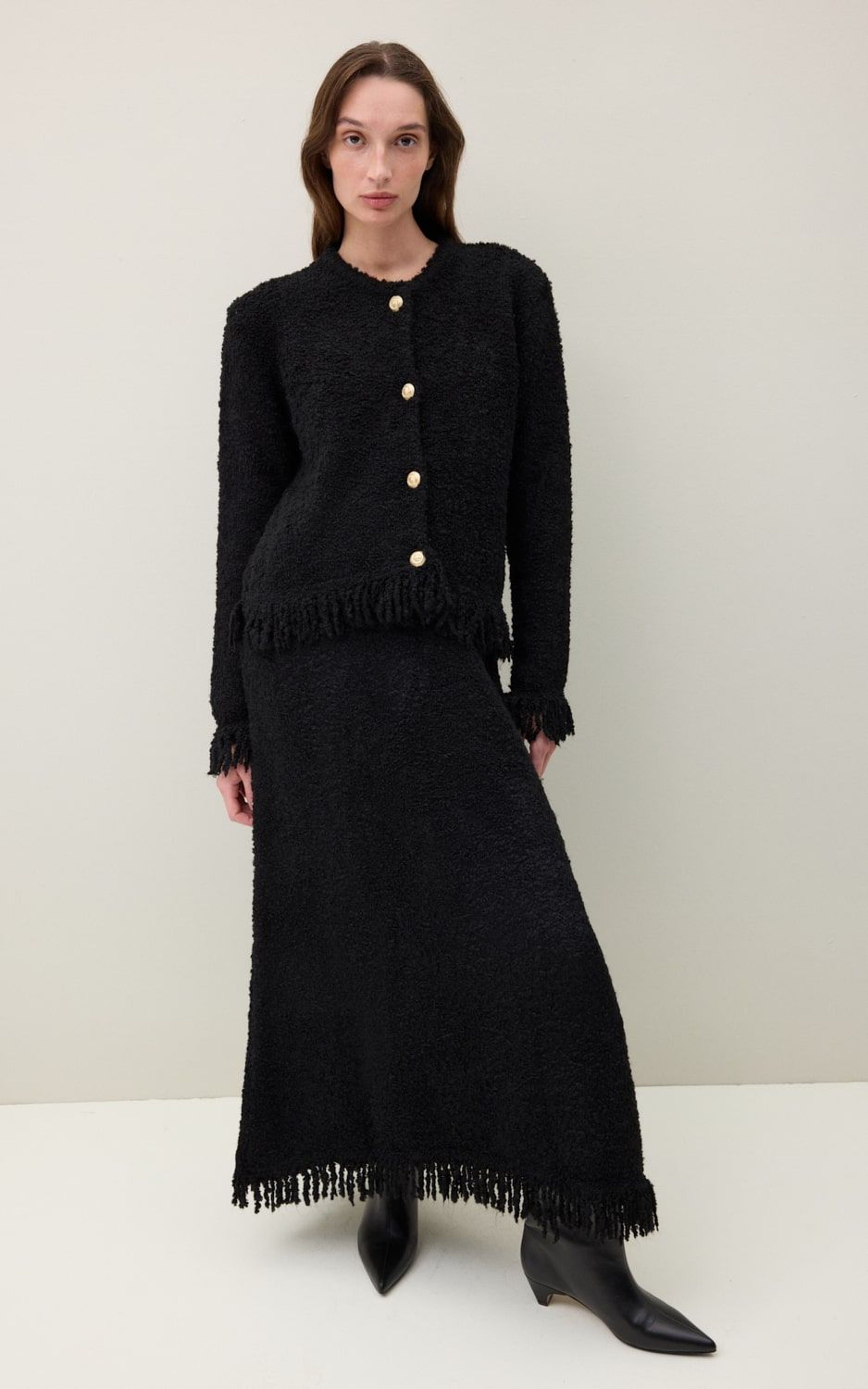 Boucle Vintage-Style Set with Fringe