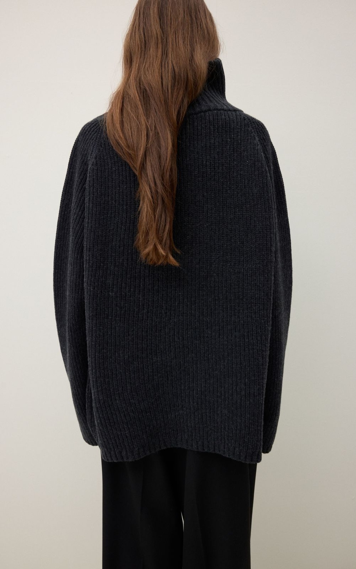 Oversized High-Collar Zip Sweater