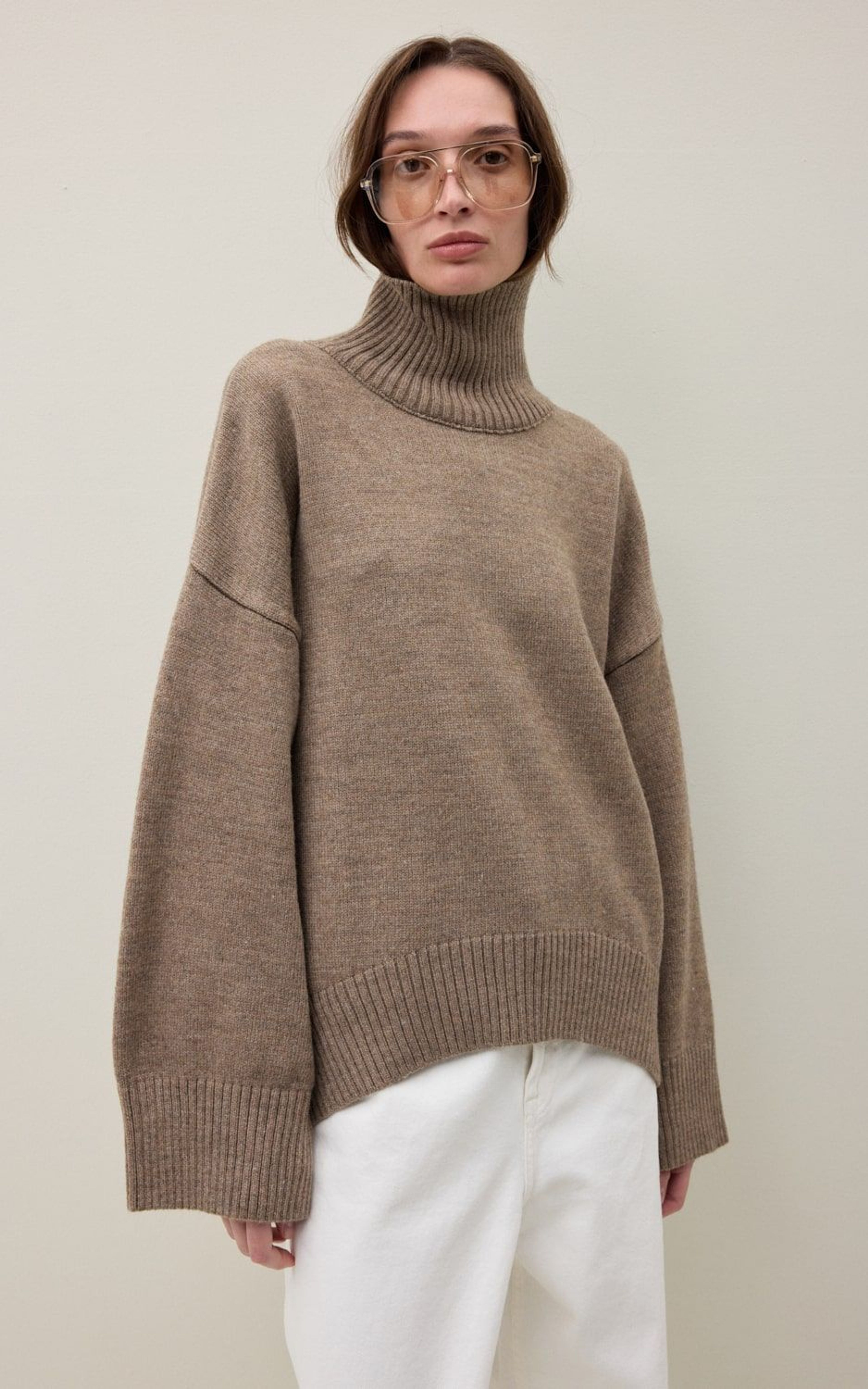 AMI Wool Blend Turtleneck Oversize Sweater