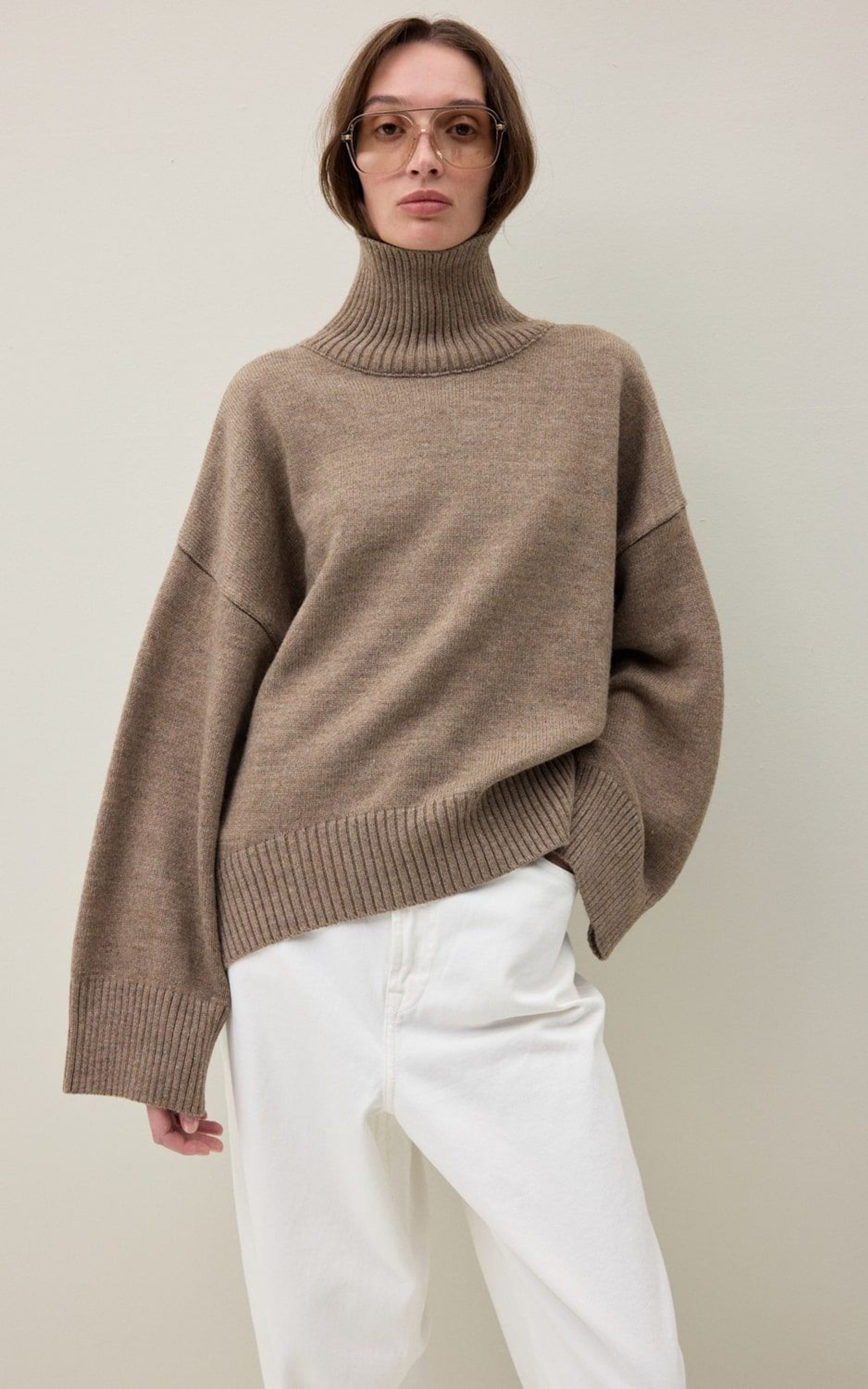 AMI Wool Blend Turtleneck Oversize Sweater