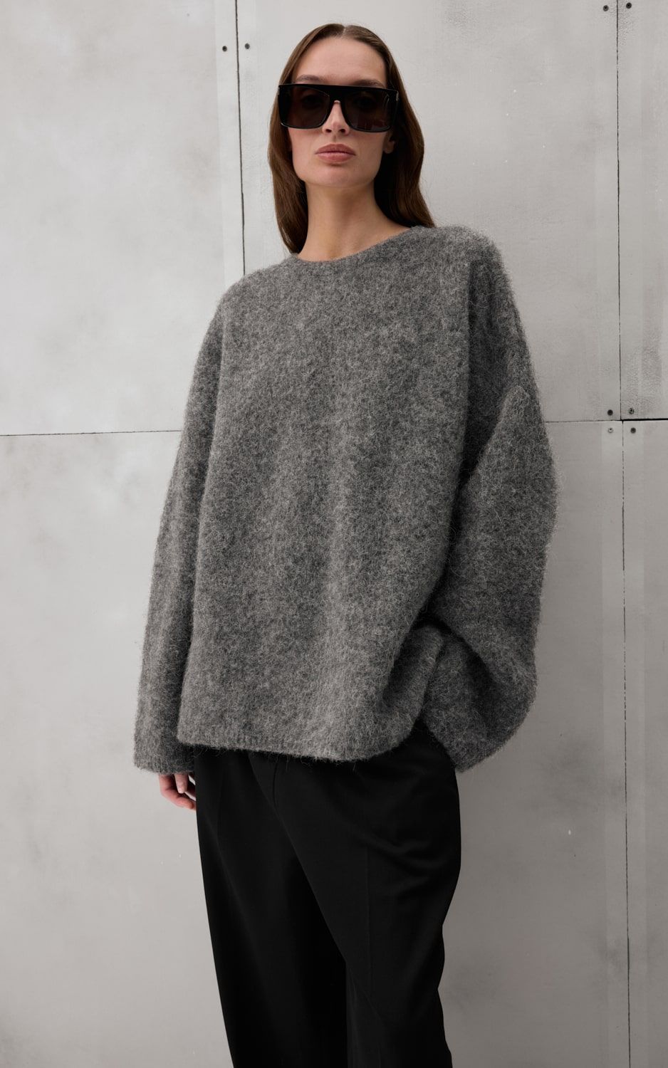 Oversized Alpaca Wool Sweater BAY - Graphite | COOSH