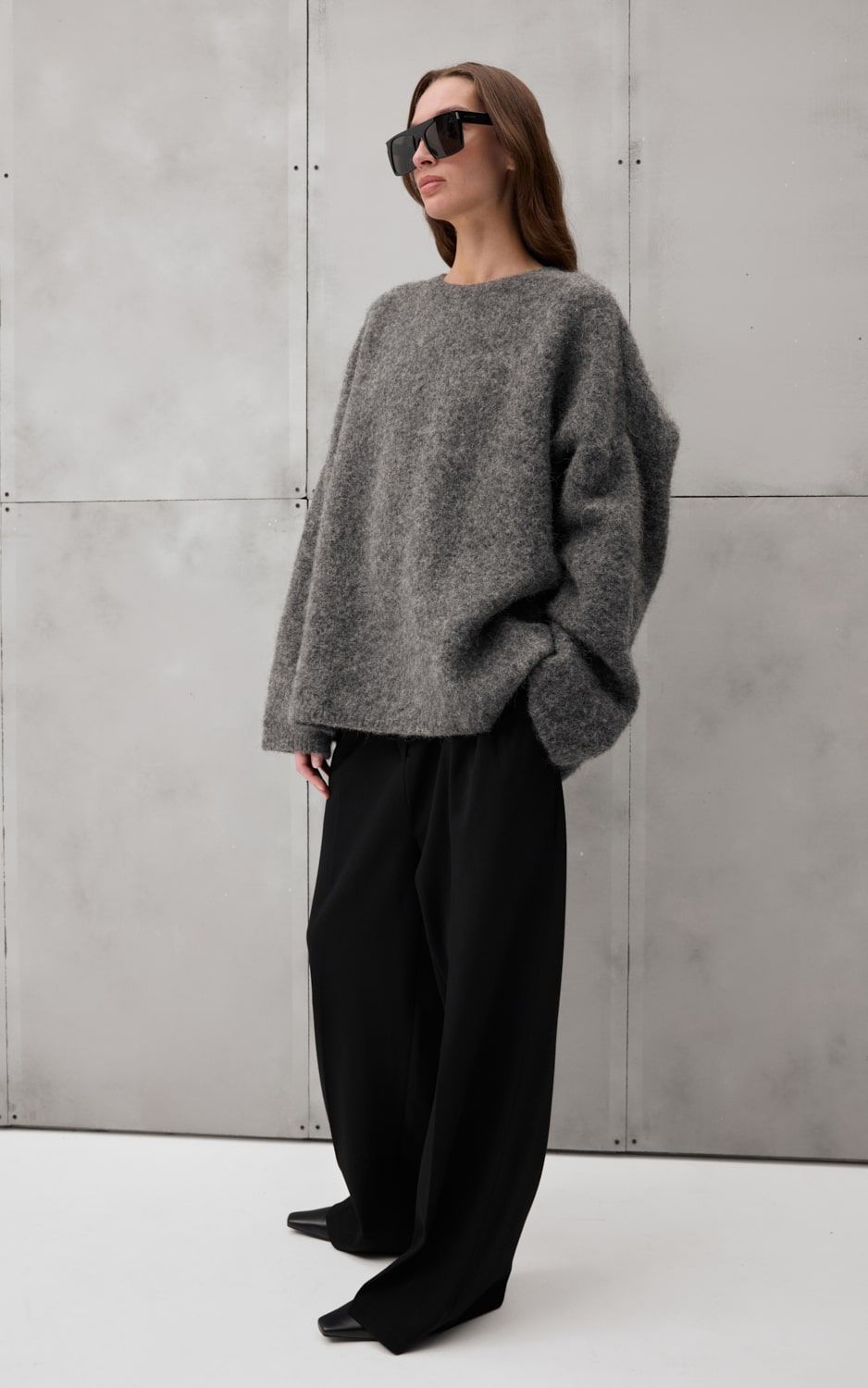 Oversized Alpaca Wool Sweater BAY - Graphite | COOSH