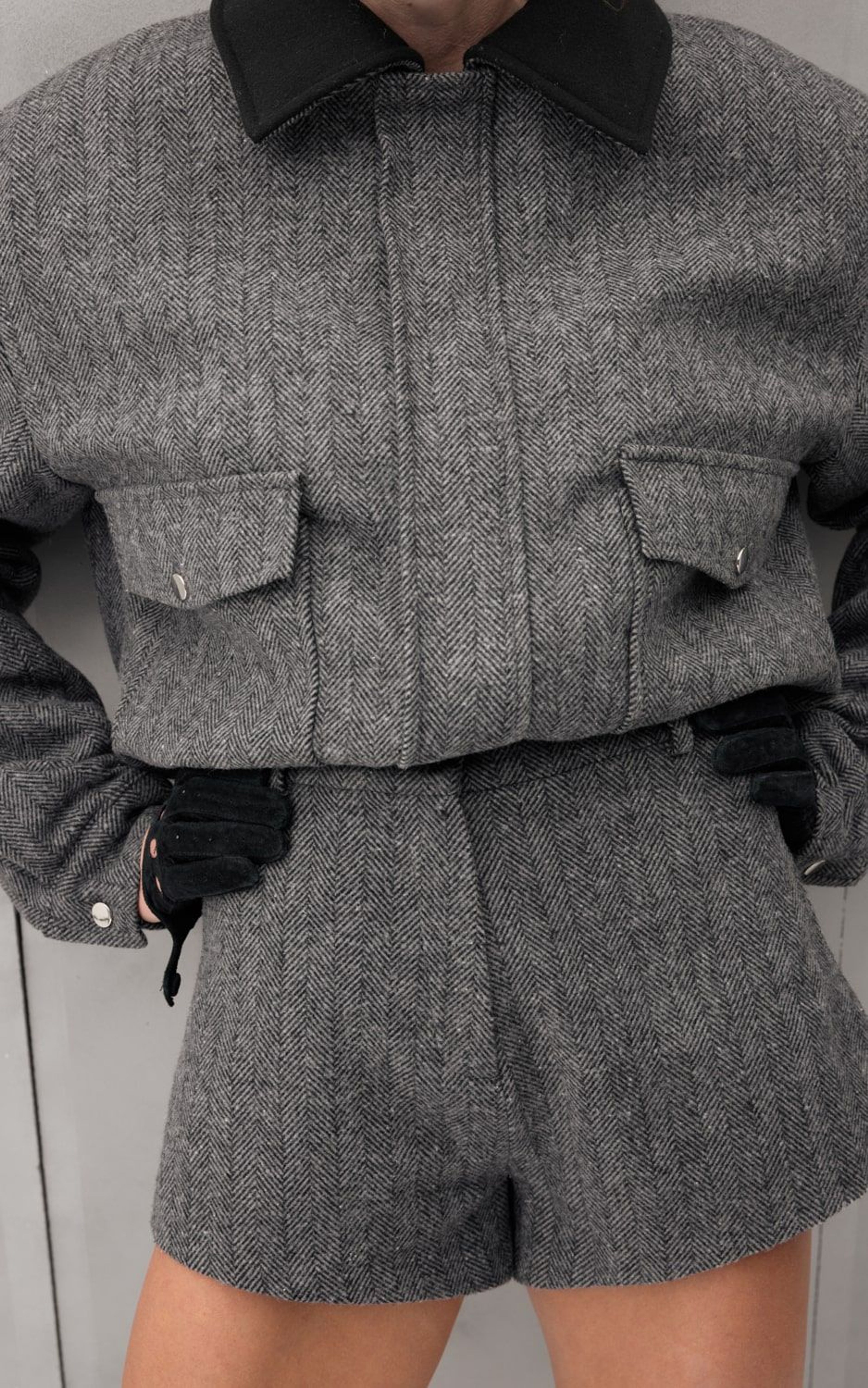 High-Waisted Wool Shorts