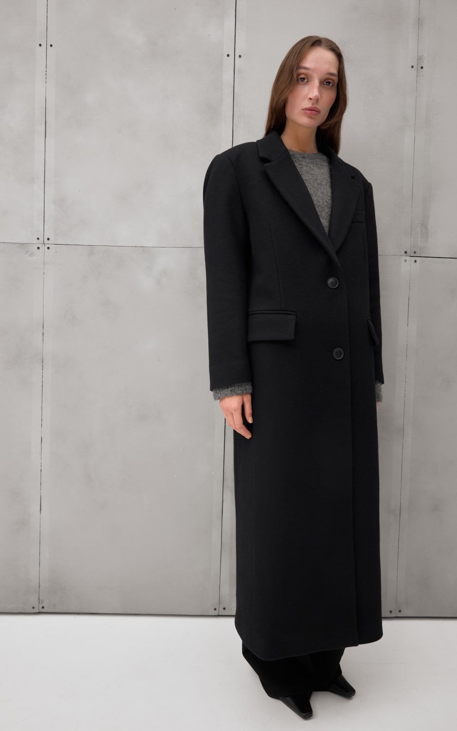 Woollen Single-Breast Coat GIGI - Black | COOSH