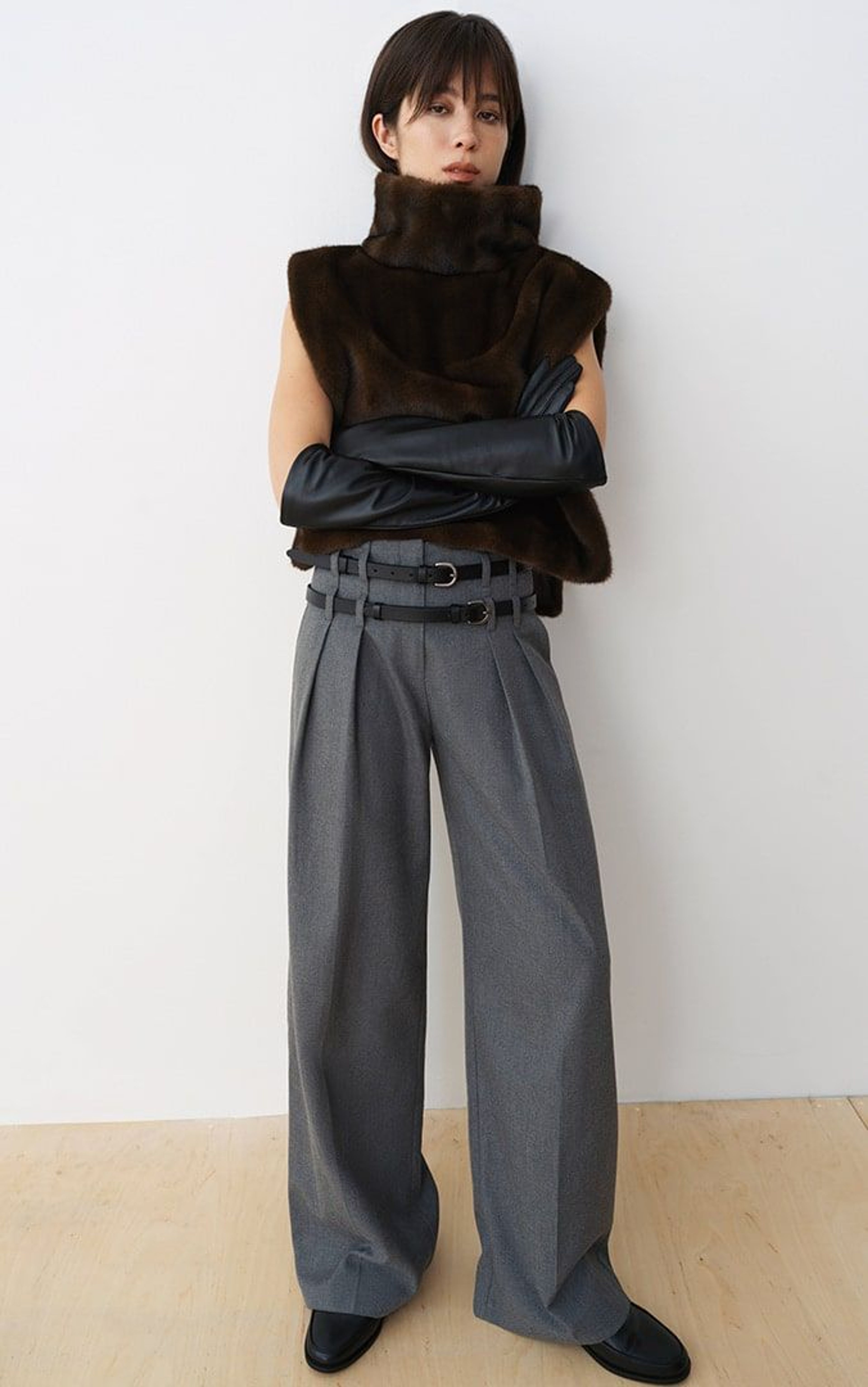 Штани палаццо із подвійним поясом