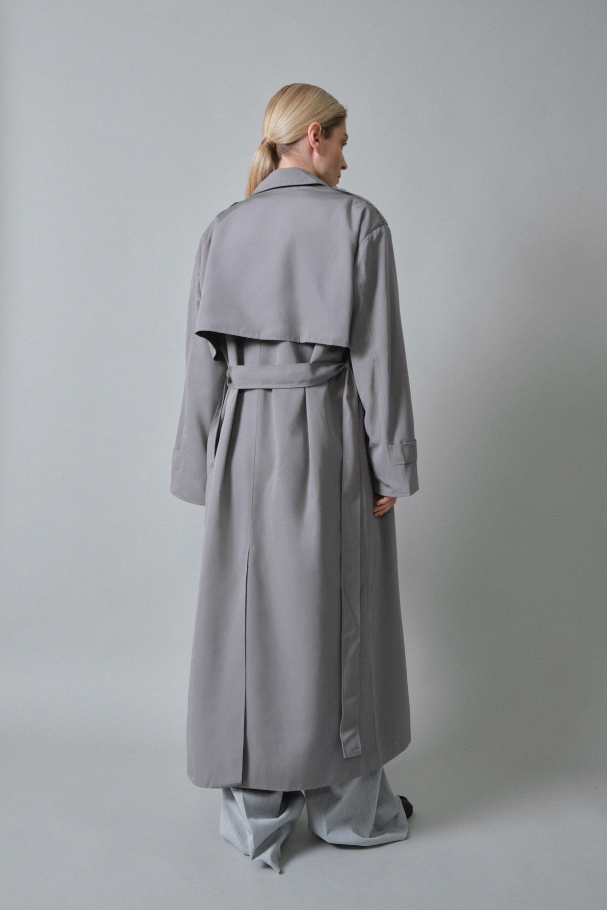 Vintage Style Trench Coat with Shoulder Pads