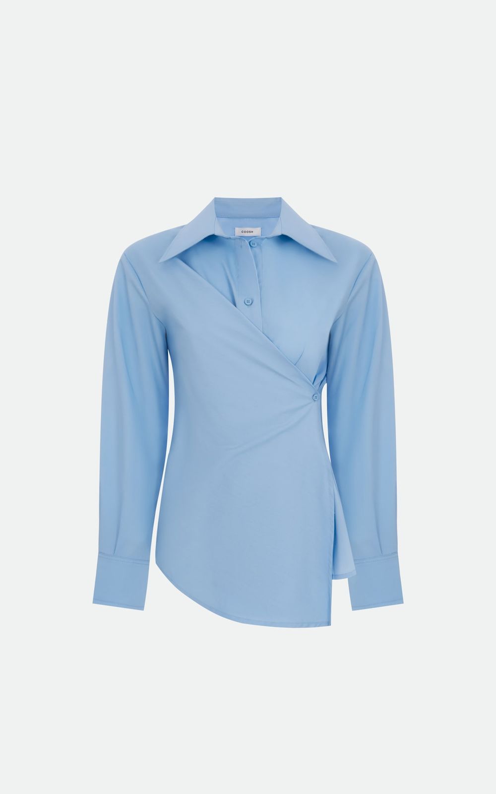 トップス enford ASYMMETRY-ROUND SHIRT Asymmetric Wrap Shirt - Blue | COOSH