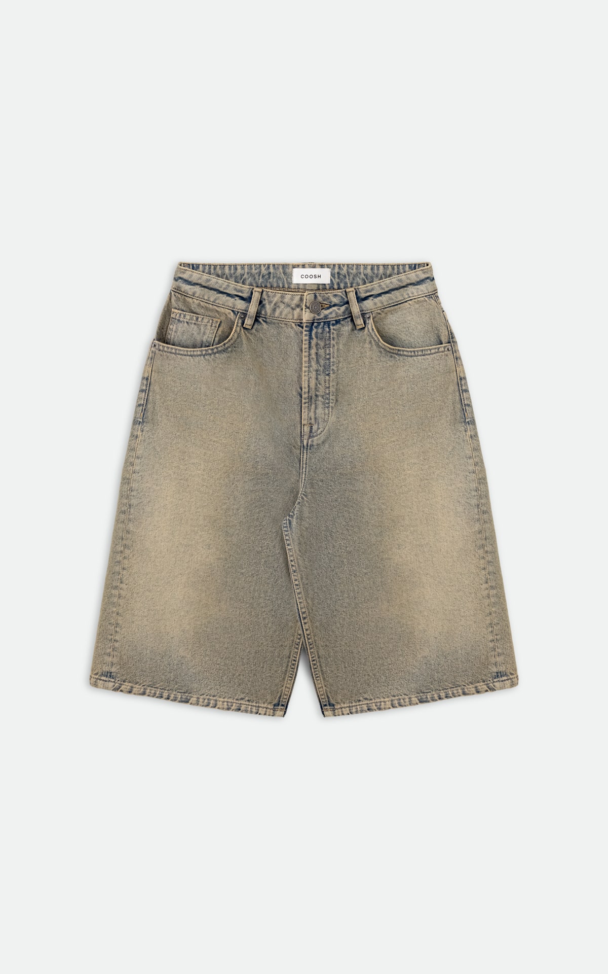 Cropped Denim Bermuda Shorts - Blue-green | COOSH