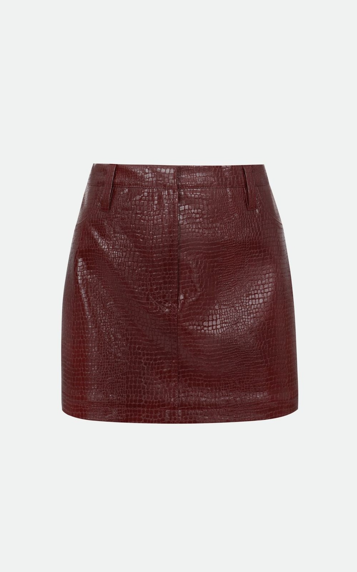 Mini Spódnica z Fakturowanej Ekoskóry