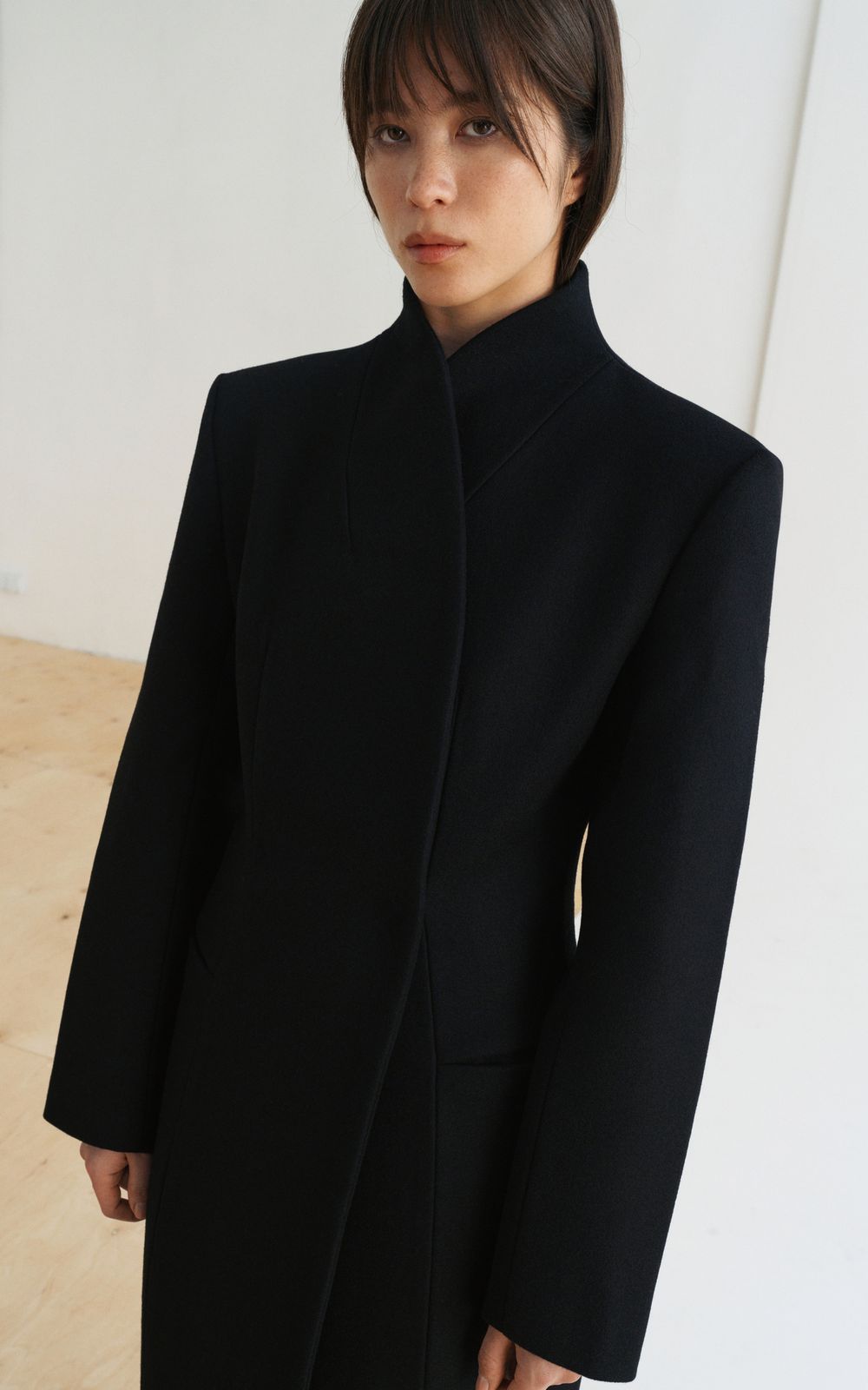 MELANIA Fitted Kimono Coat - Black | COOSH