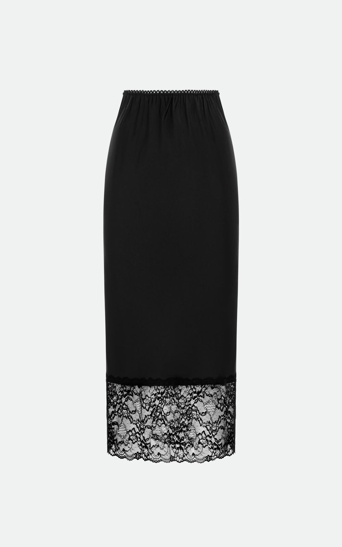 Satin Midi Skirt with Lace