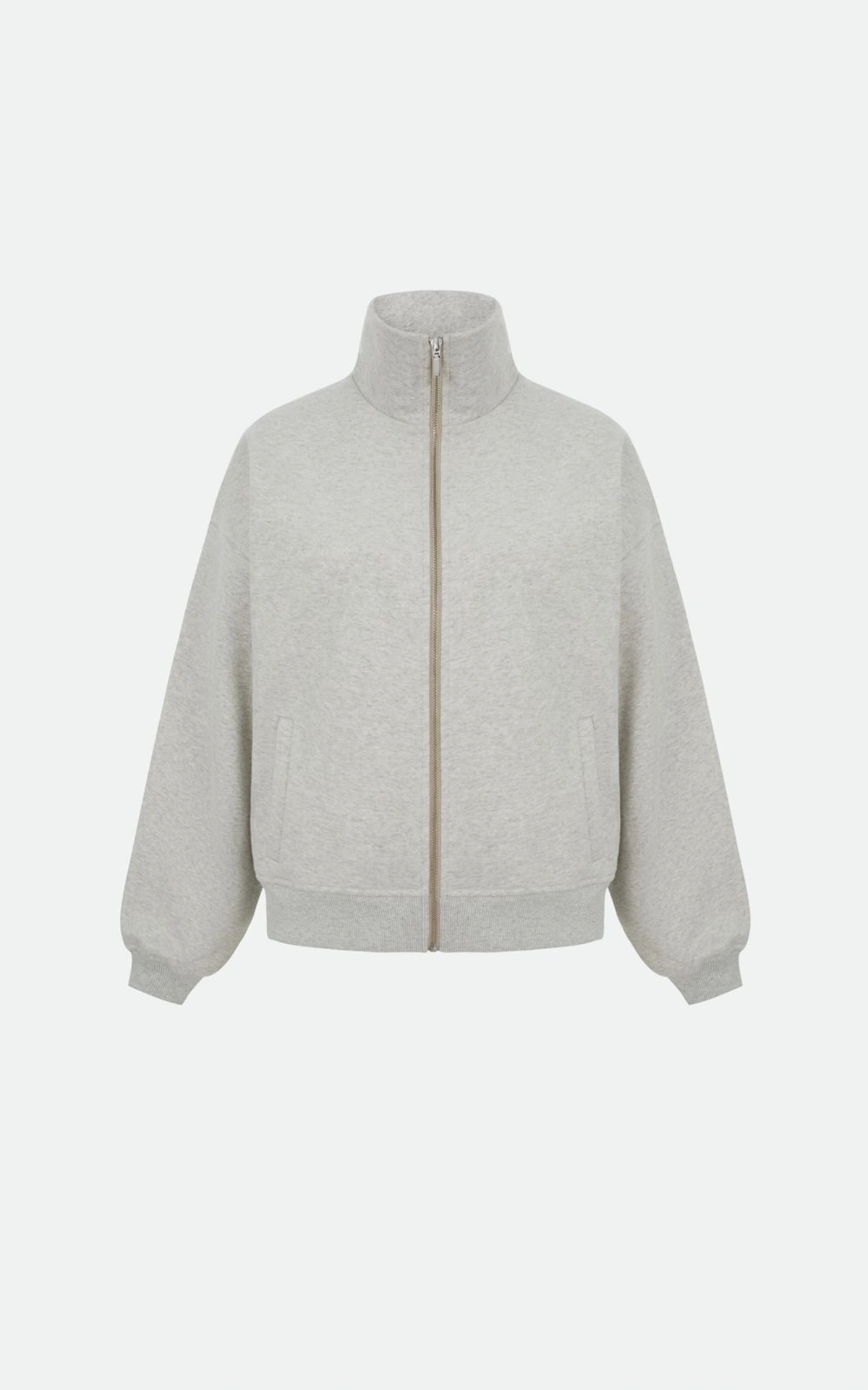 Zip-up Track Jacket with Stand Collar