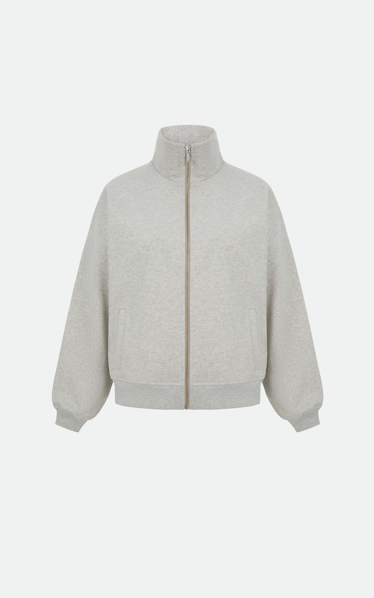 Zip-up Track Jacket with Stand Collar