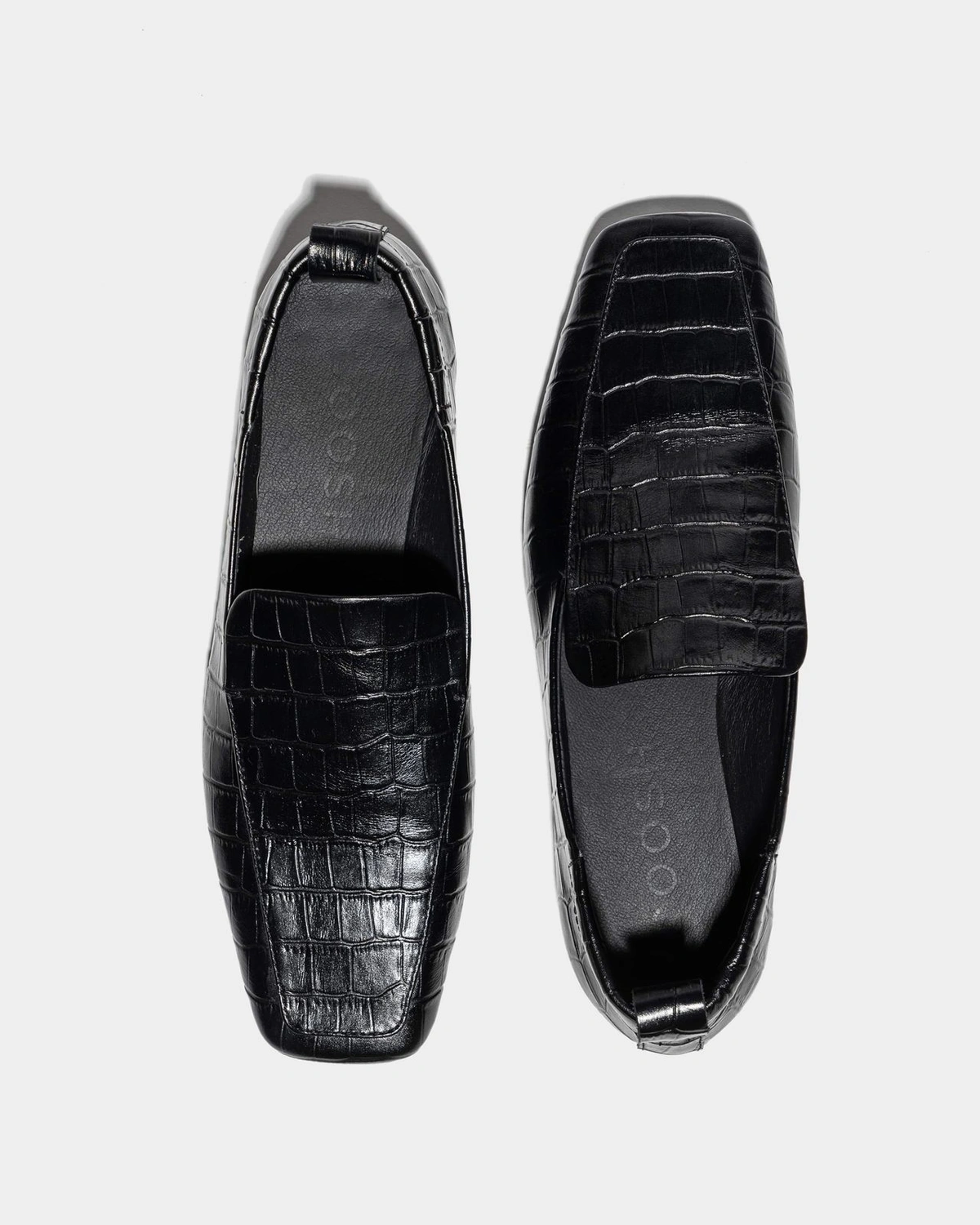 Loafersy z Teksturowanej Skóry z Kwadratowym Noskiem