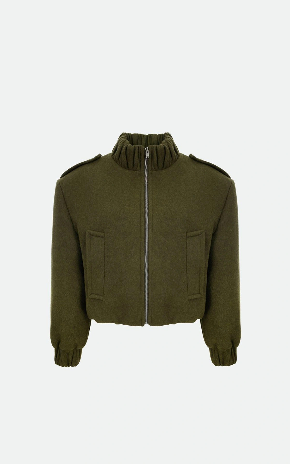 KATE Cropped Wool Bomber Jacket
